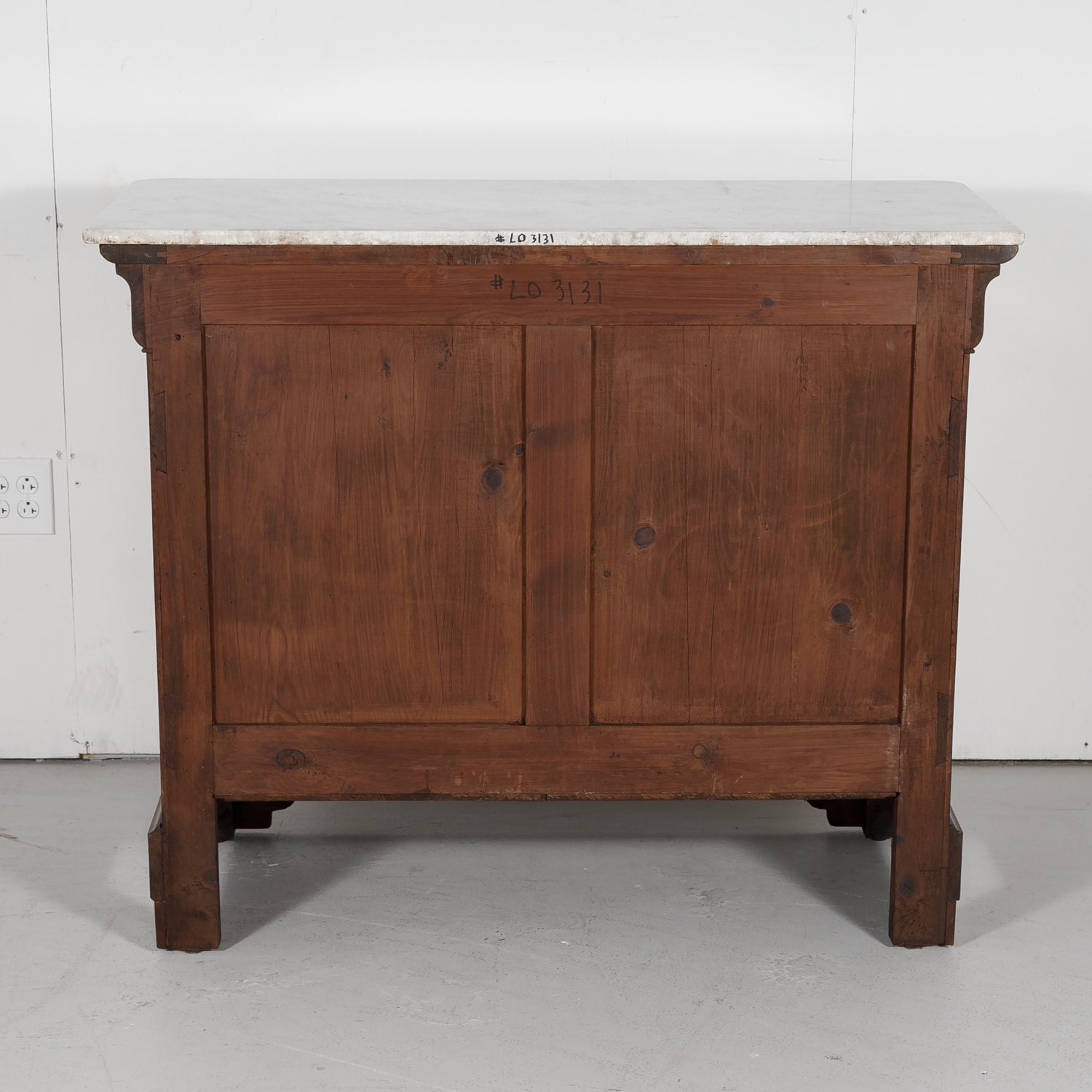 French Louis Philippe Period Walnut Commode with Bookmatch Front and Marble Top