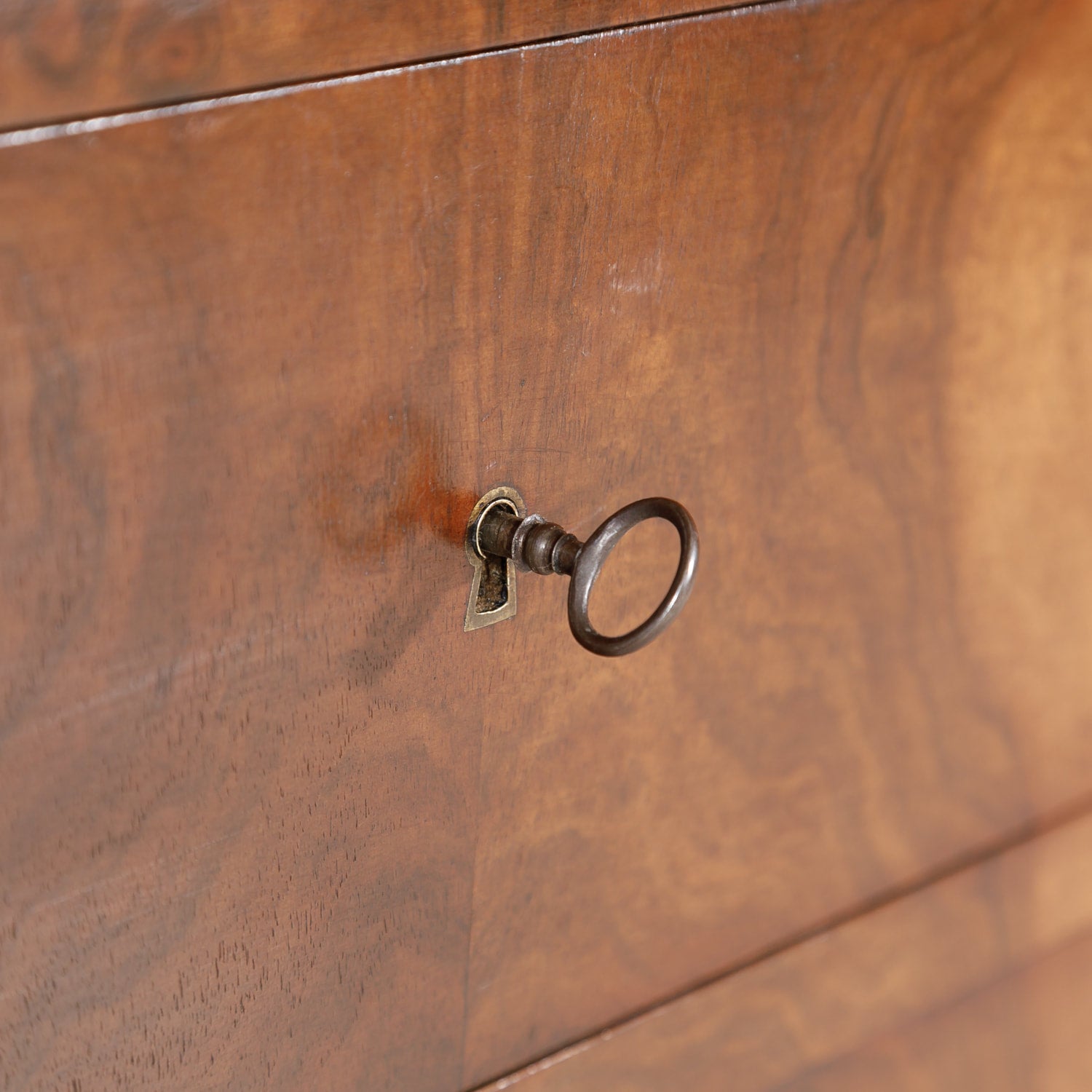 French Louis Philippe Period Walnut Commode with Bookmatch Front and Marble Top