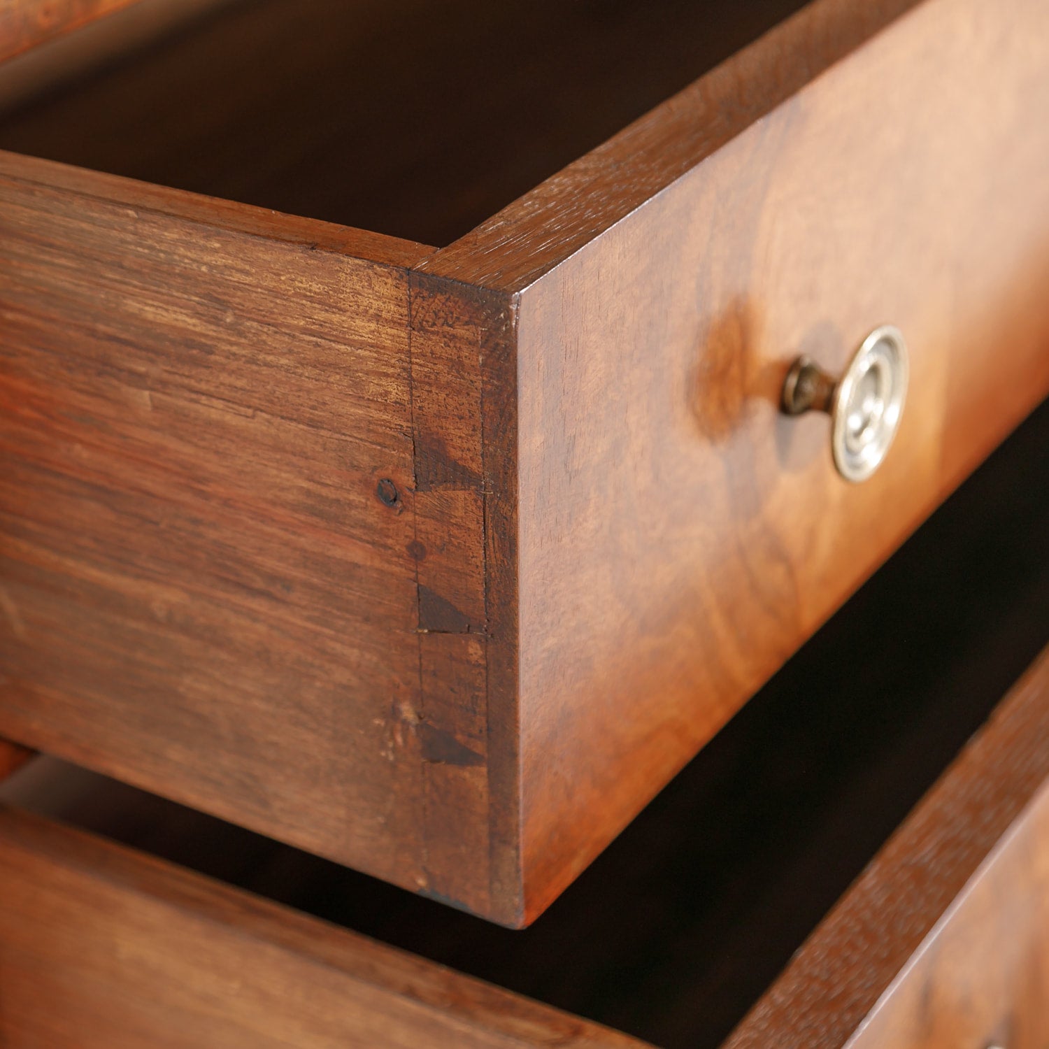 French Louis Philippe Period Walnut Commode with Bookmatch Front and Marble Top