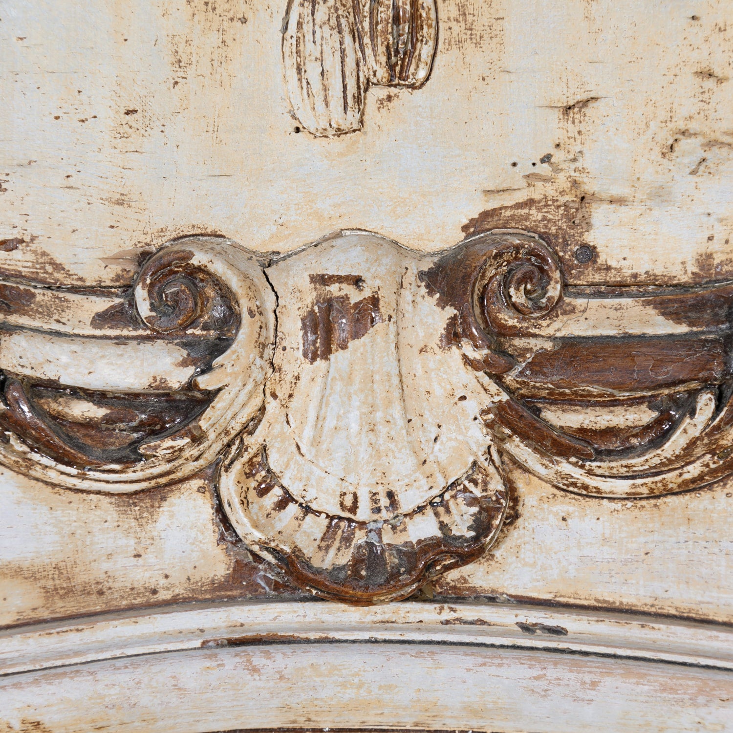 19th Century French Louis XV Style Painted Trumeau Mirror with Musical Instruments