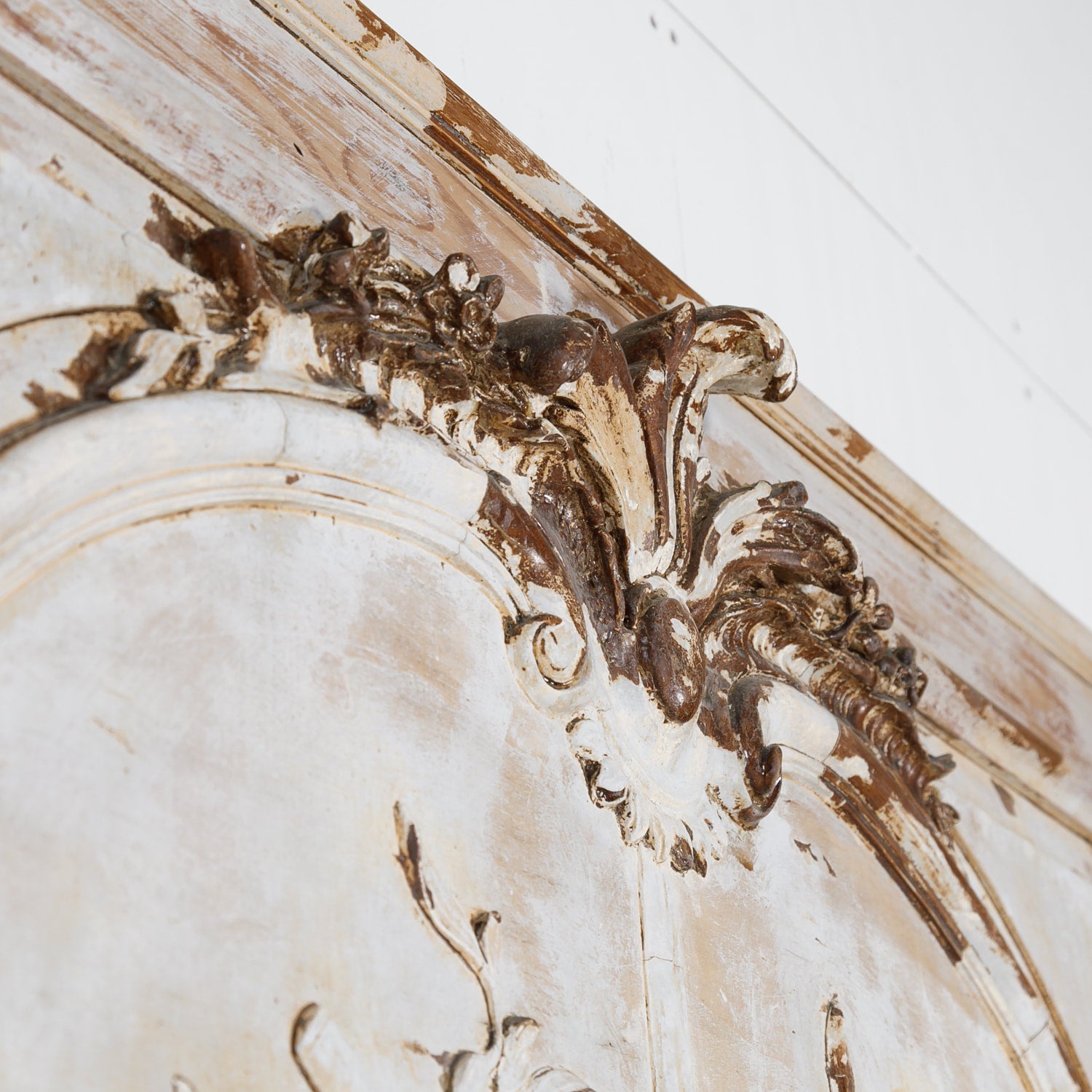 19th Century French Louis XV Style Painted Trumeau Mirror with Musical Instruments