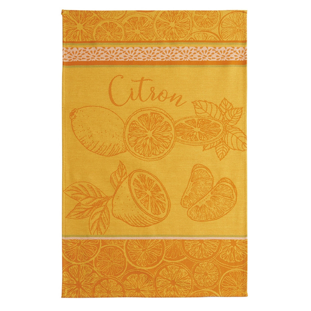 French Jacquard Lemon or Citron Tea Towel by Coucke 