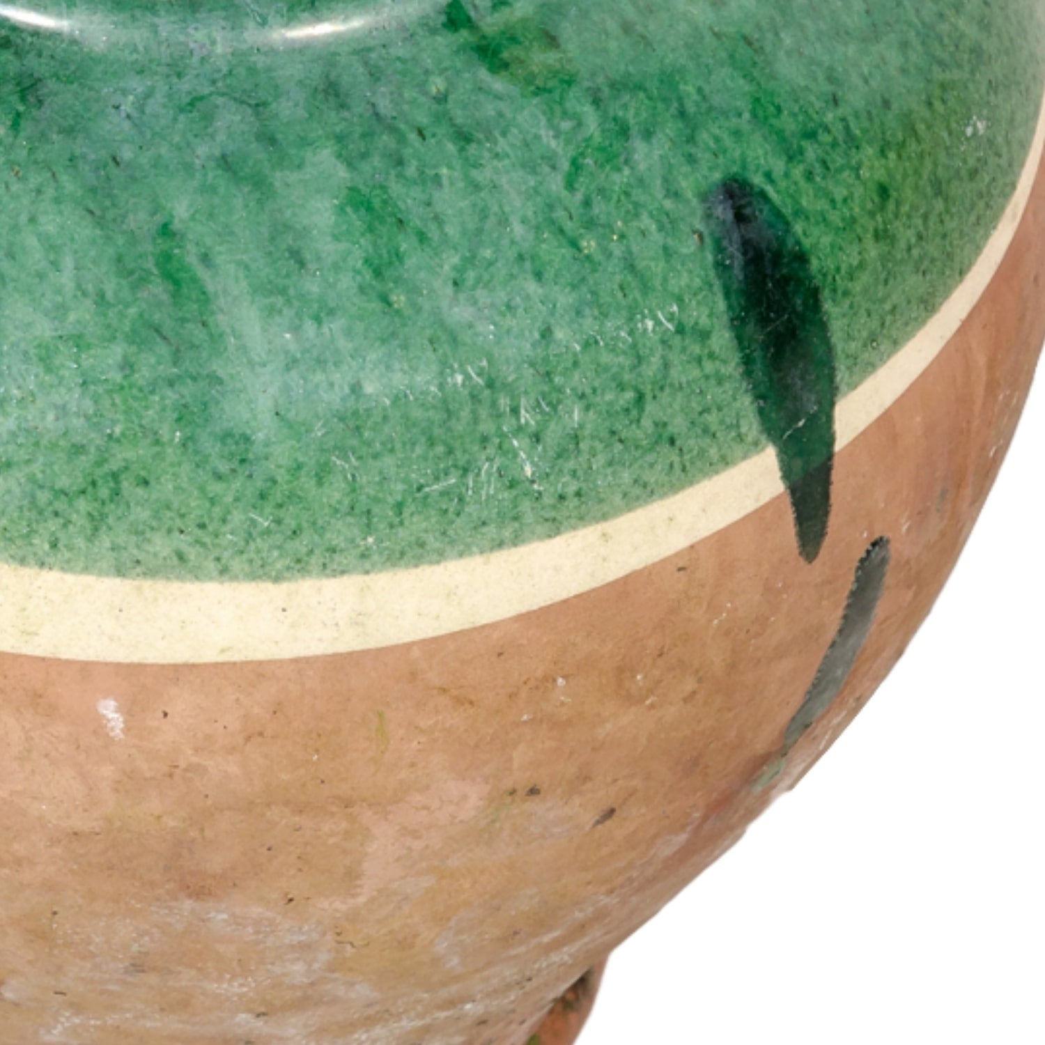 Antique French Cruche or Water Pitcher with Green Glaze