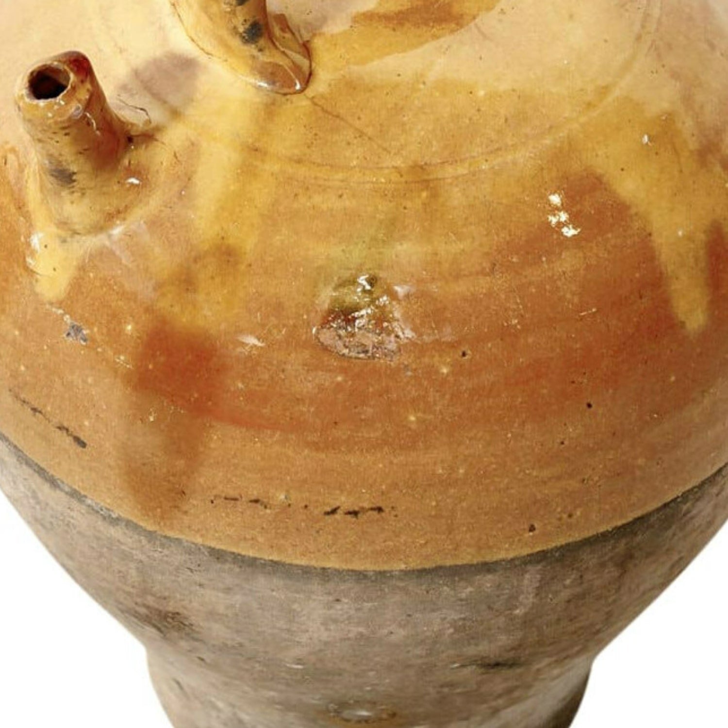 Antique French Yellow Glazed Gargoulette or Water Jug Complete with Cork