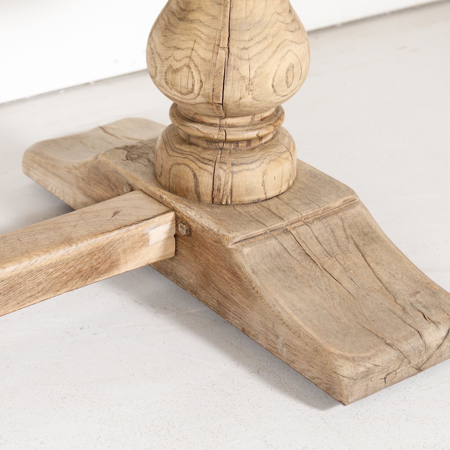 19th Century French Bleached Oak Trestle Dining Table