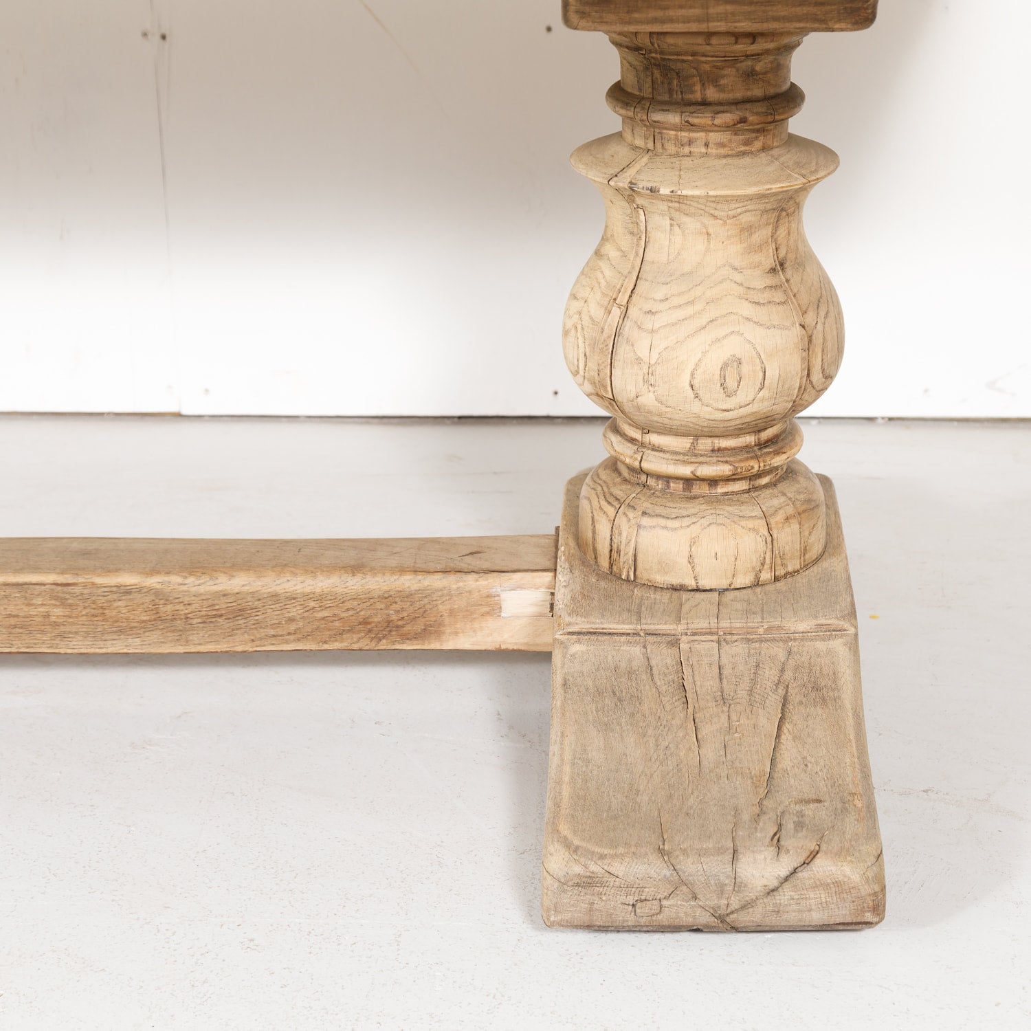 19th Century French Bleached Oak Trestle Dining Table