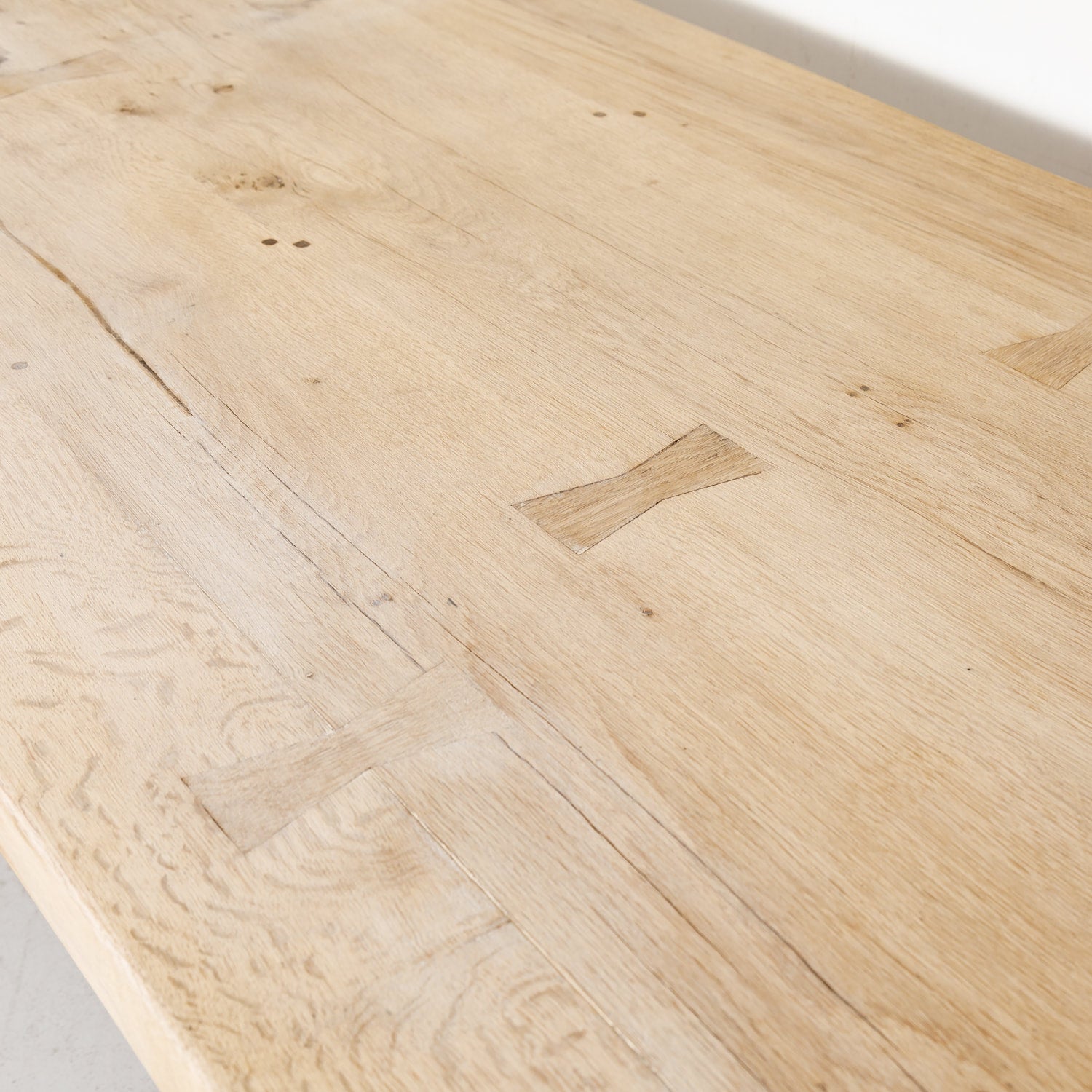 19th Century French Bleached Oak Trestle Dining Table