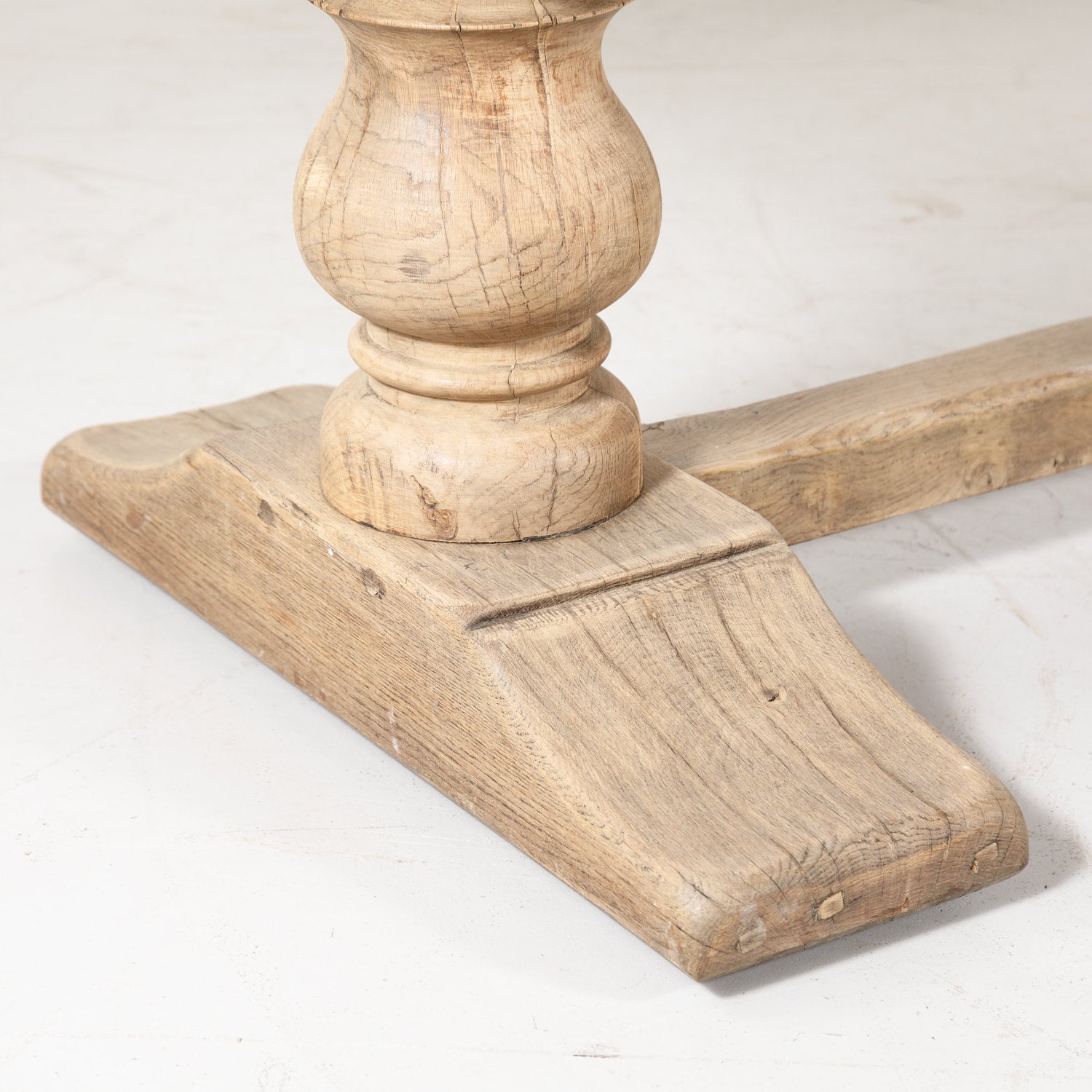 19th Century French Bleached Oak Trestle Dining Table