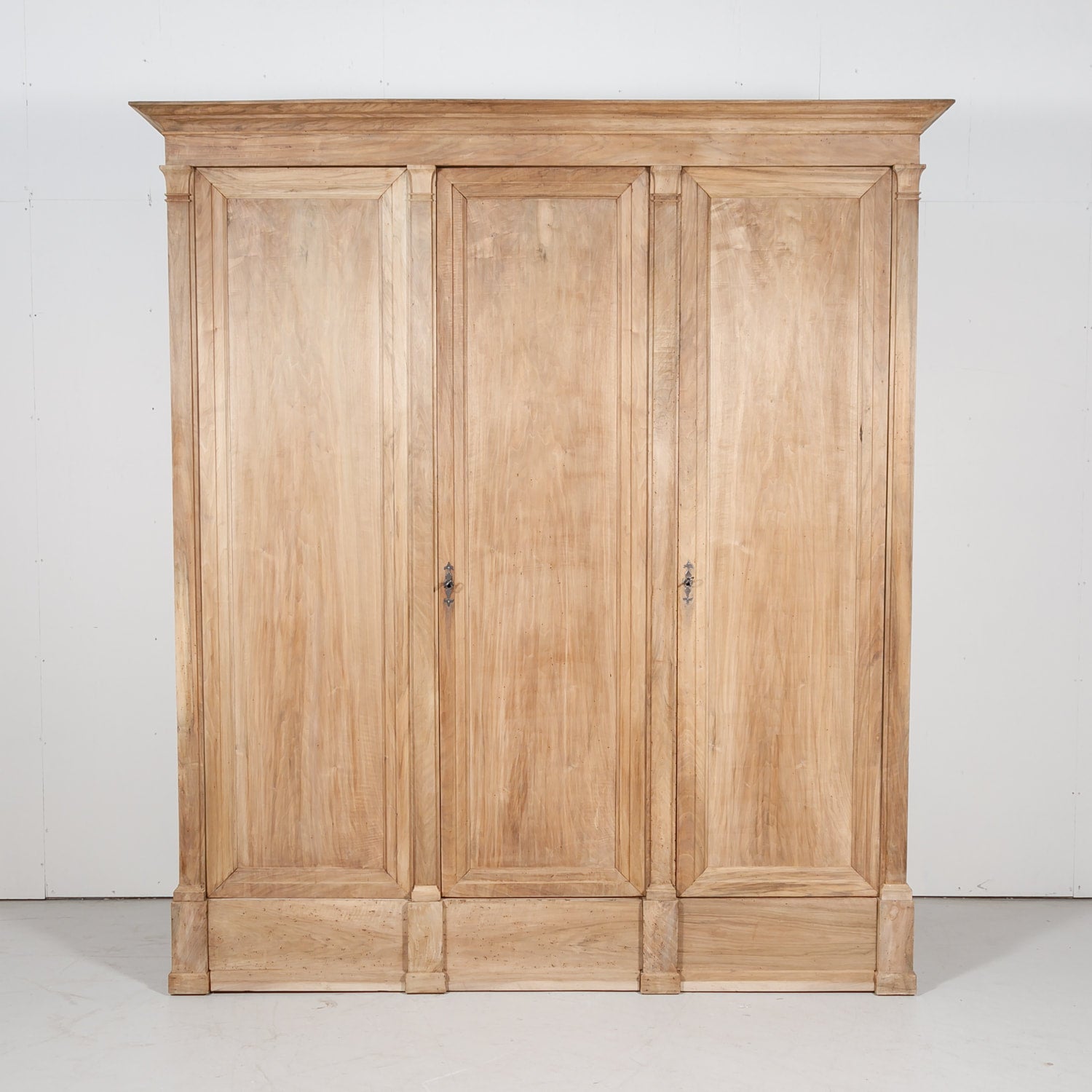 Monumental 18th Century French Directoire Period Bleached Walnut Placard or Wardrobe