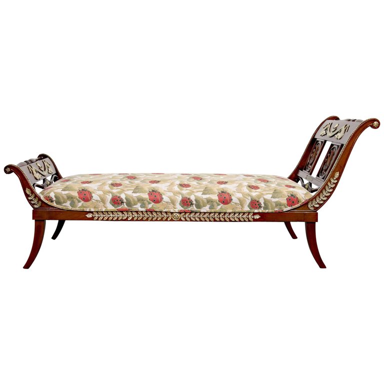 Early 19th Century French Empire Period Mahogany Lit de Repos or Chaise Longue 