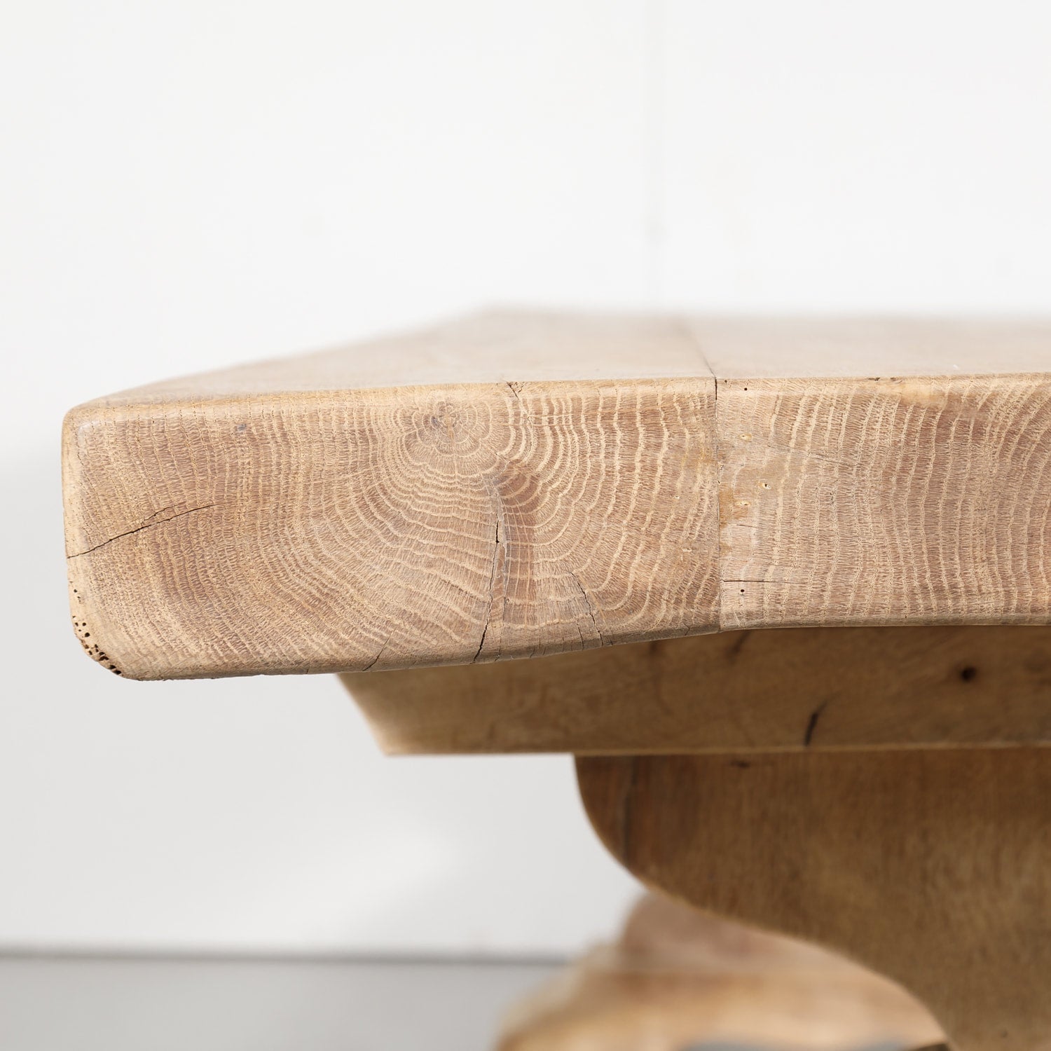 Antique French Washed Oak Normandy Monastery Trestle Table 