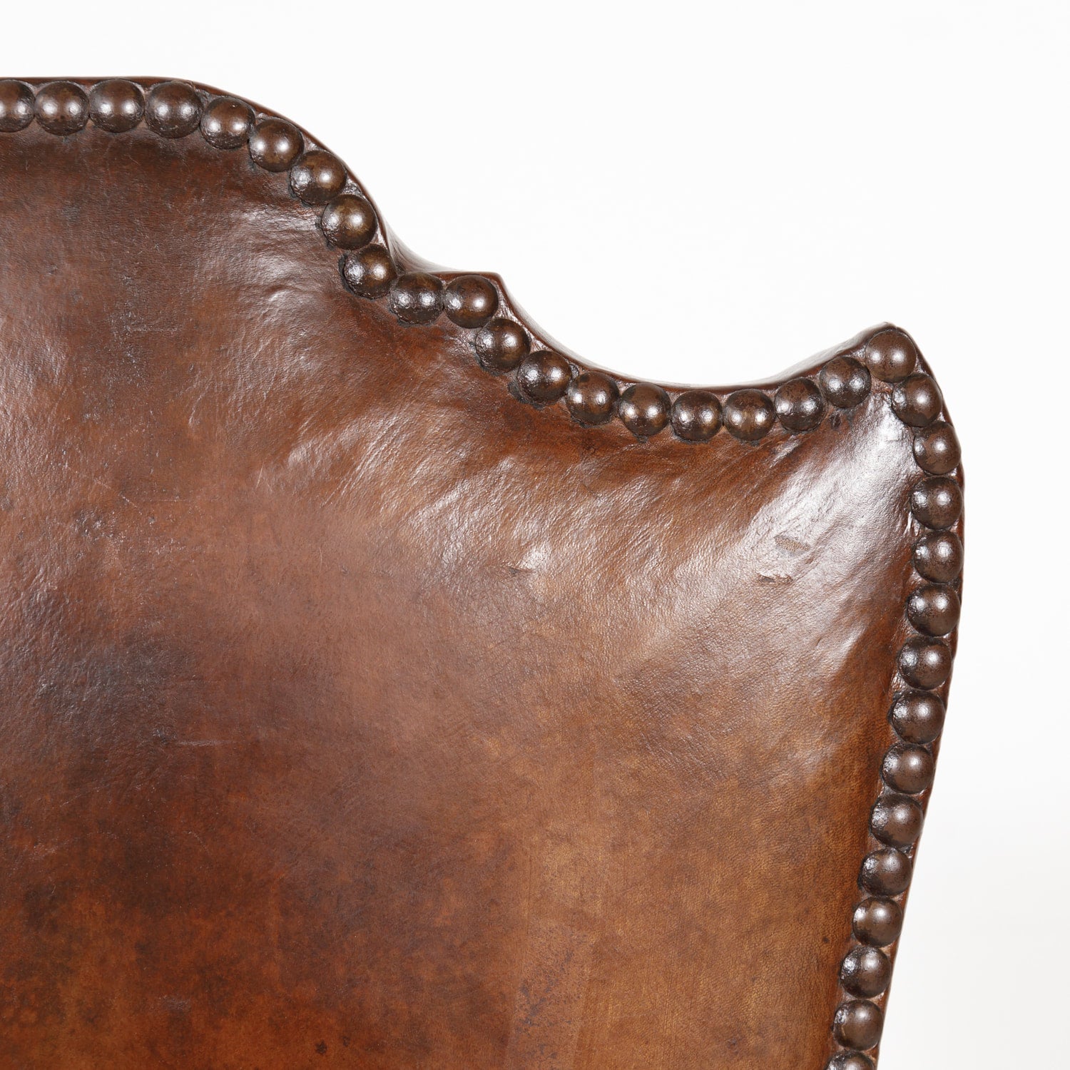 19th Century French Louis XIII Style Leather and Mohair Barley Twist Side Chairs, Set of 6