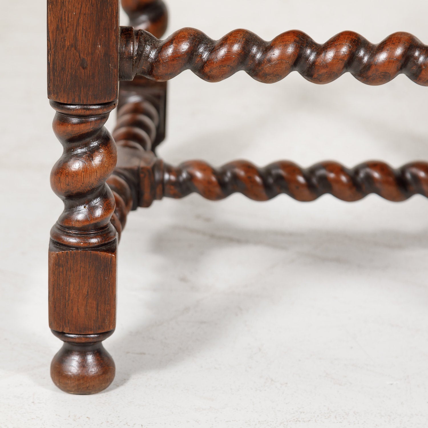 19th Century French Louis XIII Style Leather and Mohair Barley Twist Side Chairs, Set of 6