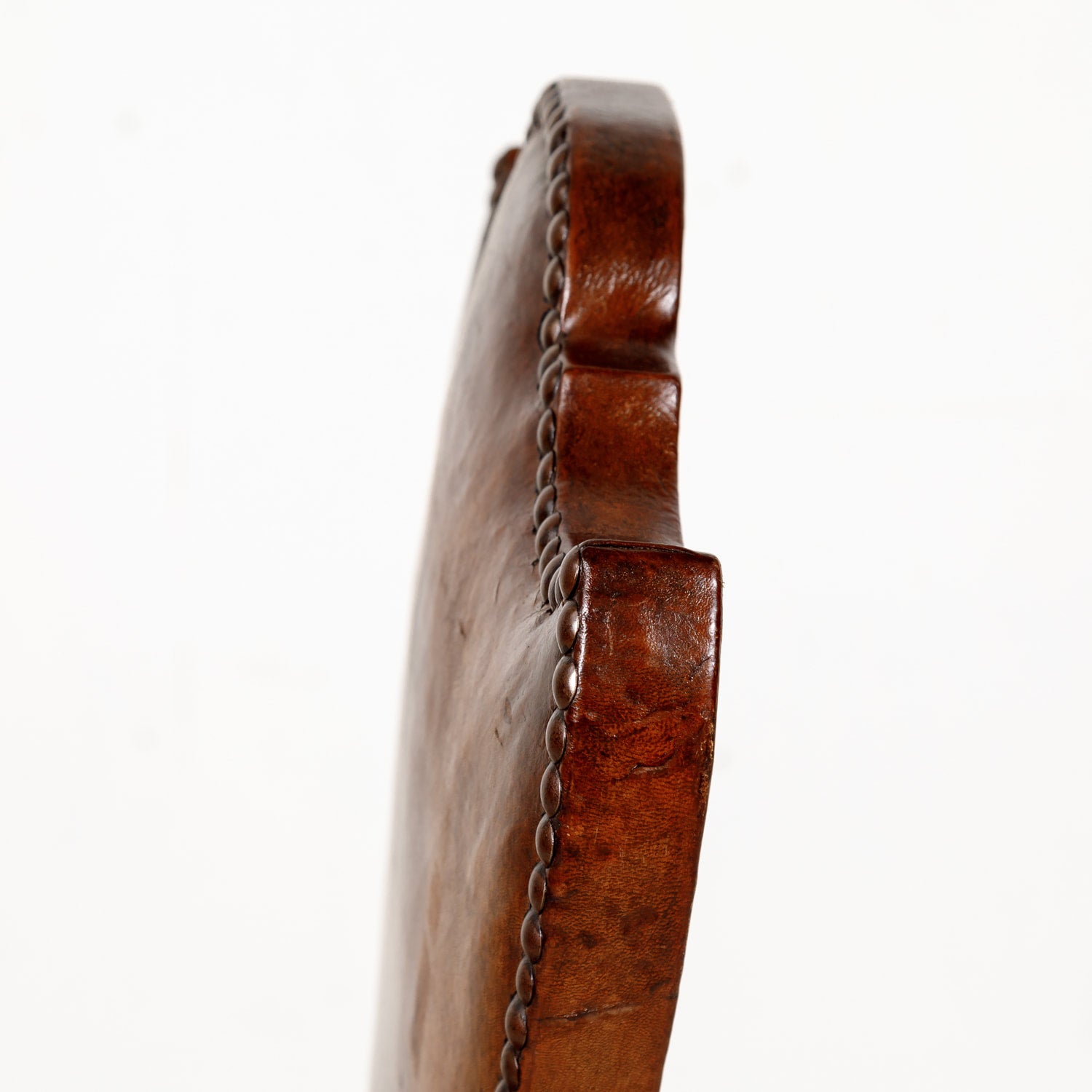 19th Century French Louis XIII Style Leather and Mohair Barley Twist Side Chairs, Set of 6