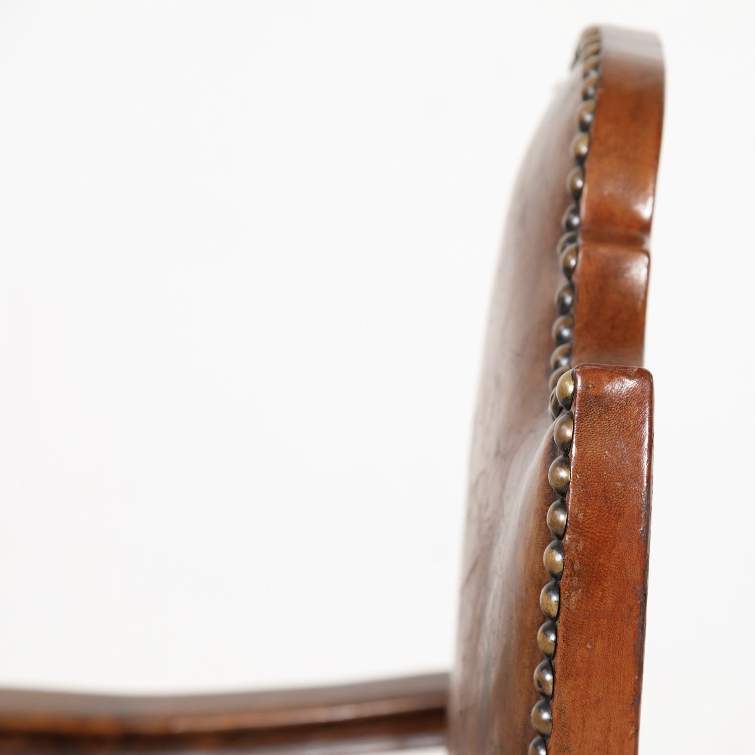 Antique French Louis XIII Style Leather and Mohair Barley Twist Armchair