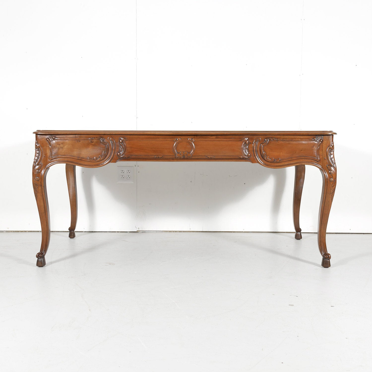 19th Century French Louis XV Walnut Bureau Plat or Writing Table