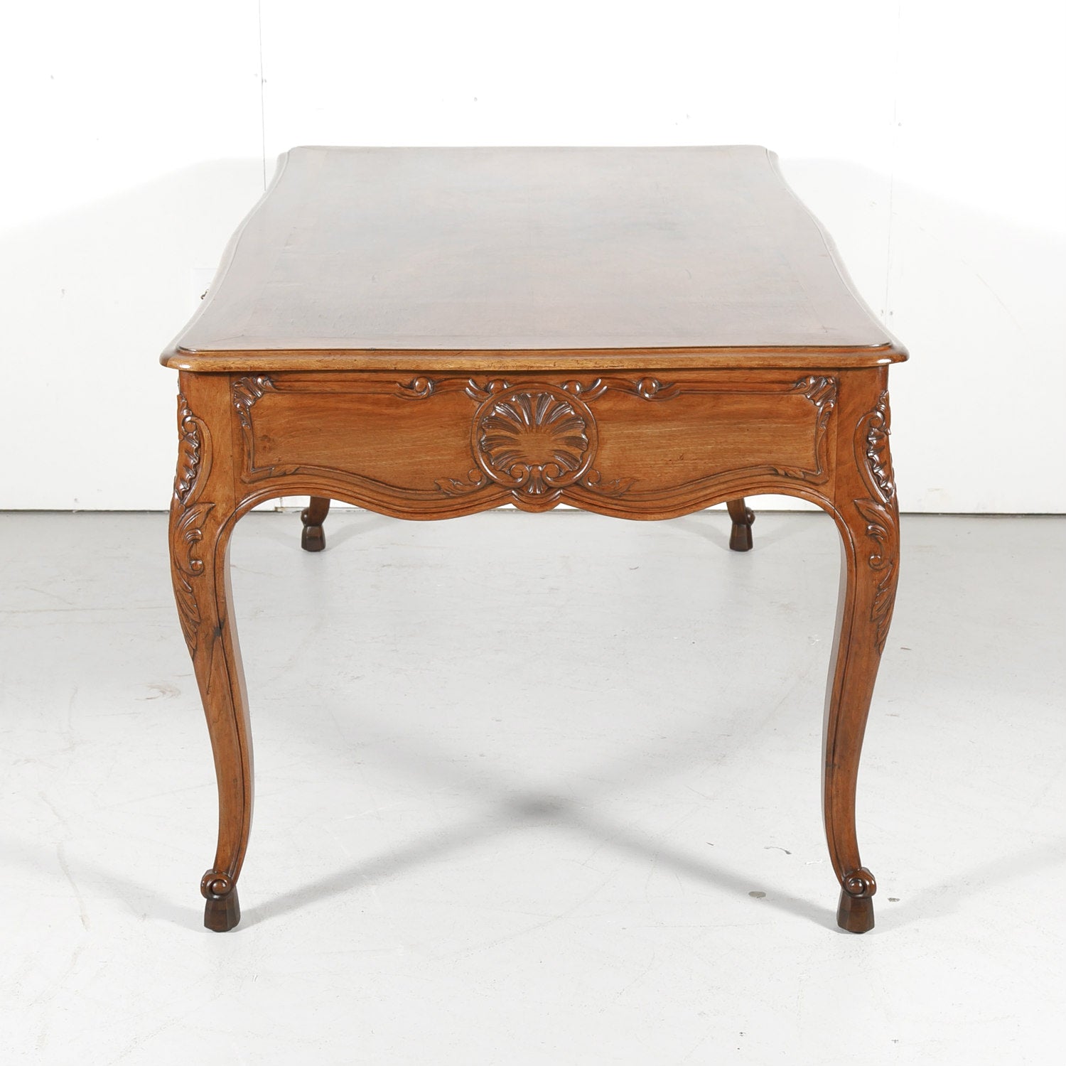 19th Century French Louis XV Walnut Bureau Plat or Writing Table