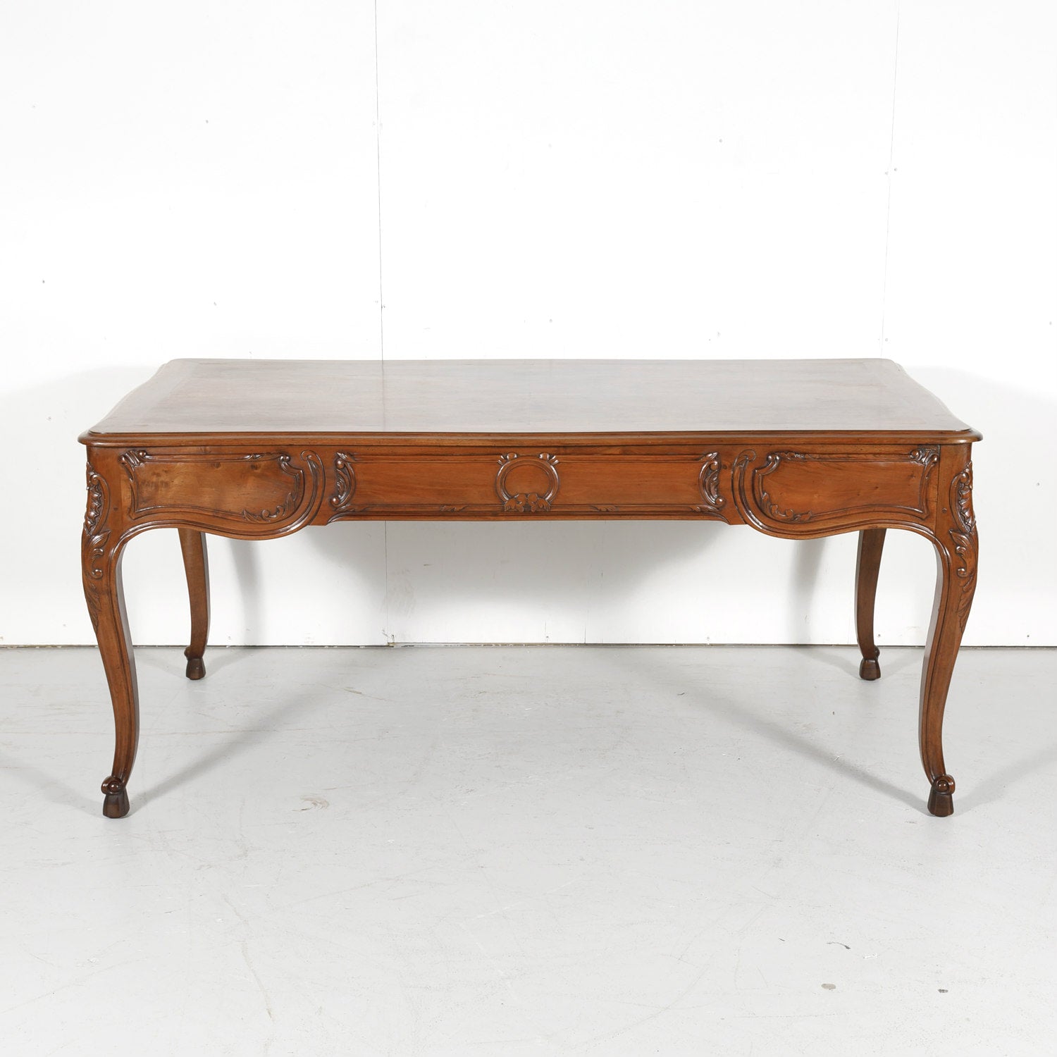 19th Century French Louis XV Walnut Bureau Plat or Writing Table