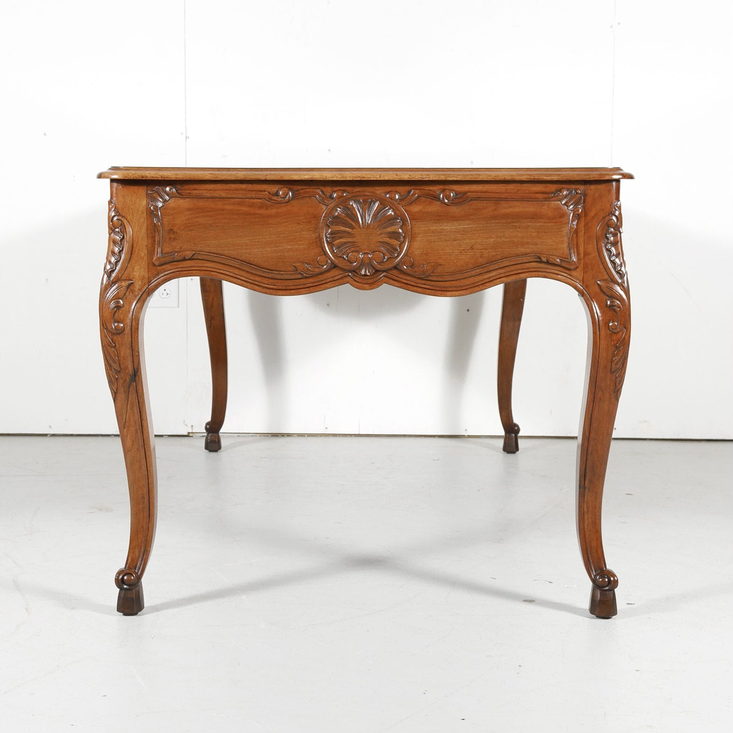19th Century French Louis XV Walnut Bureau Plat or Writing Table