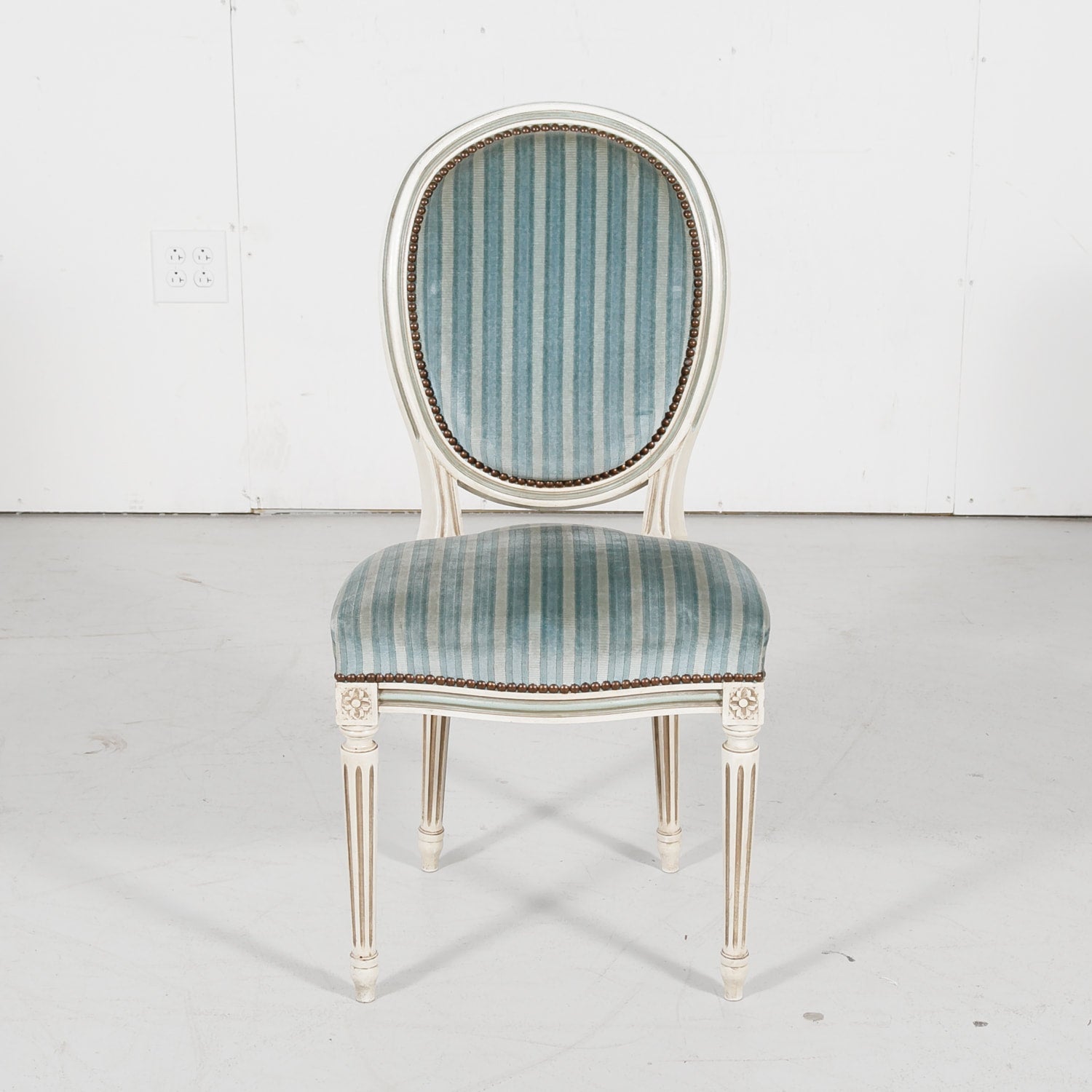 Antique French Louis XVI Style Painted Side Chairs, Set of 8