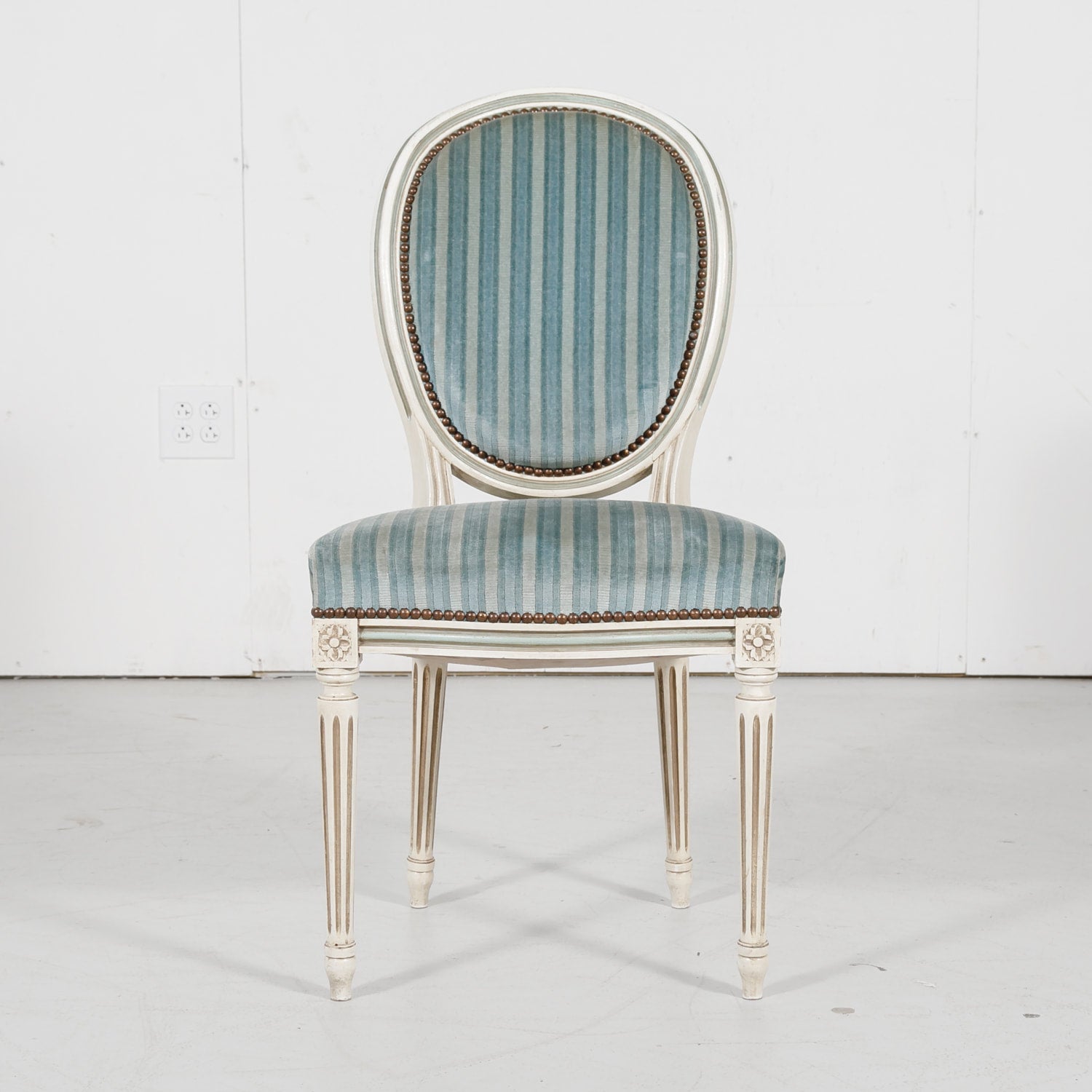 Antique French Louis XVI Style Painted Side Chairs, Set of 8