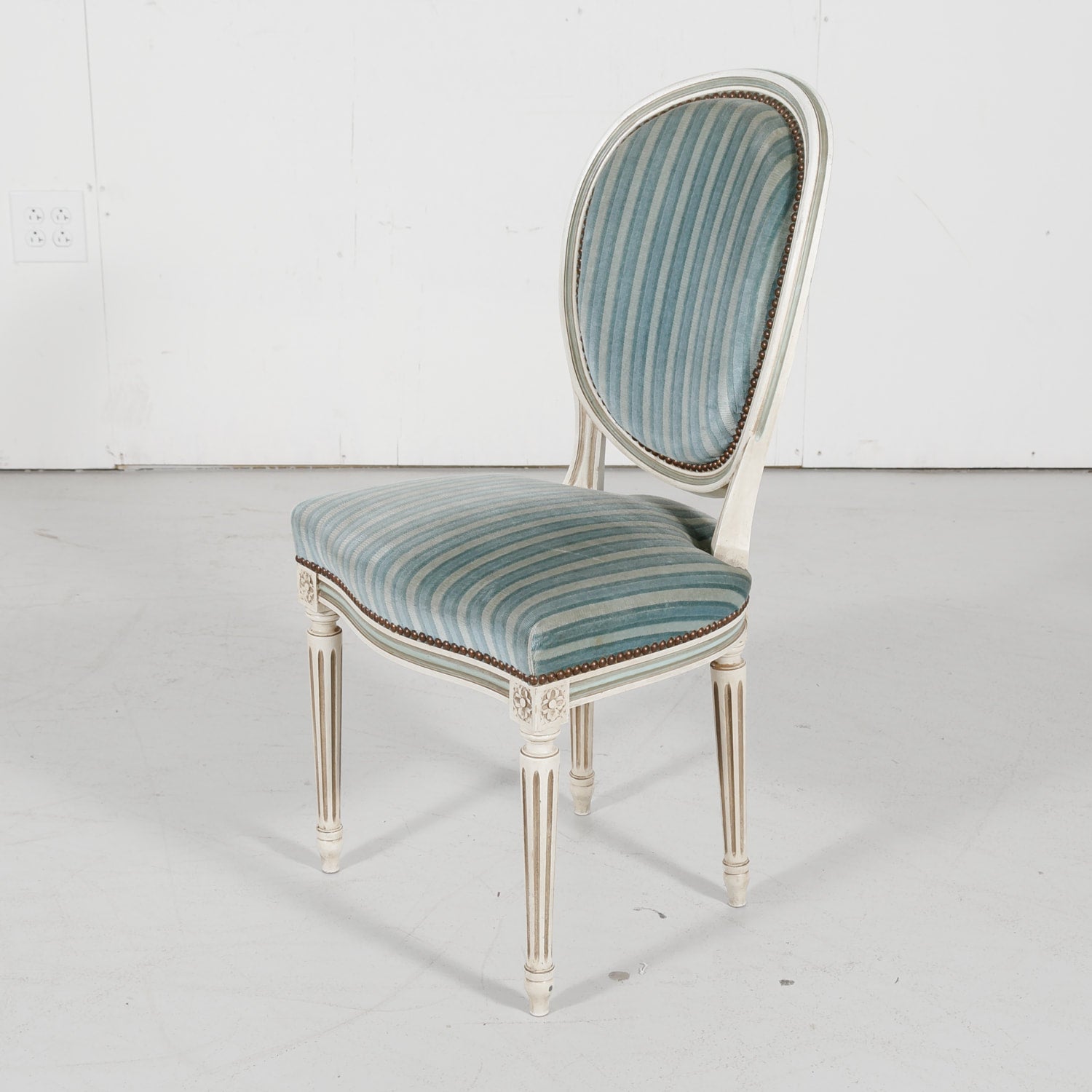 Antique French Louis XVI Style Painted Side Chairs, Set of 8