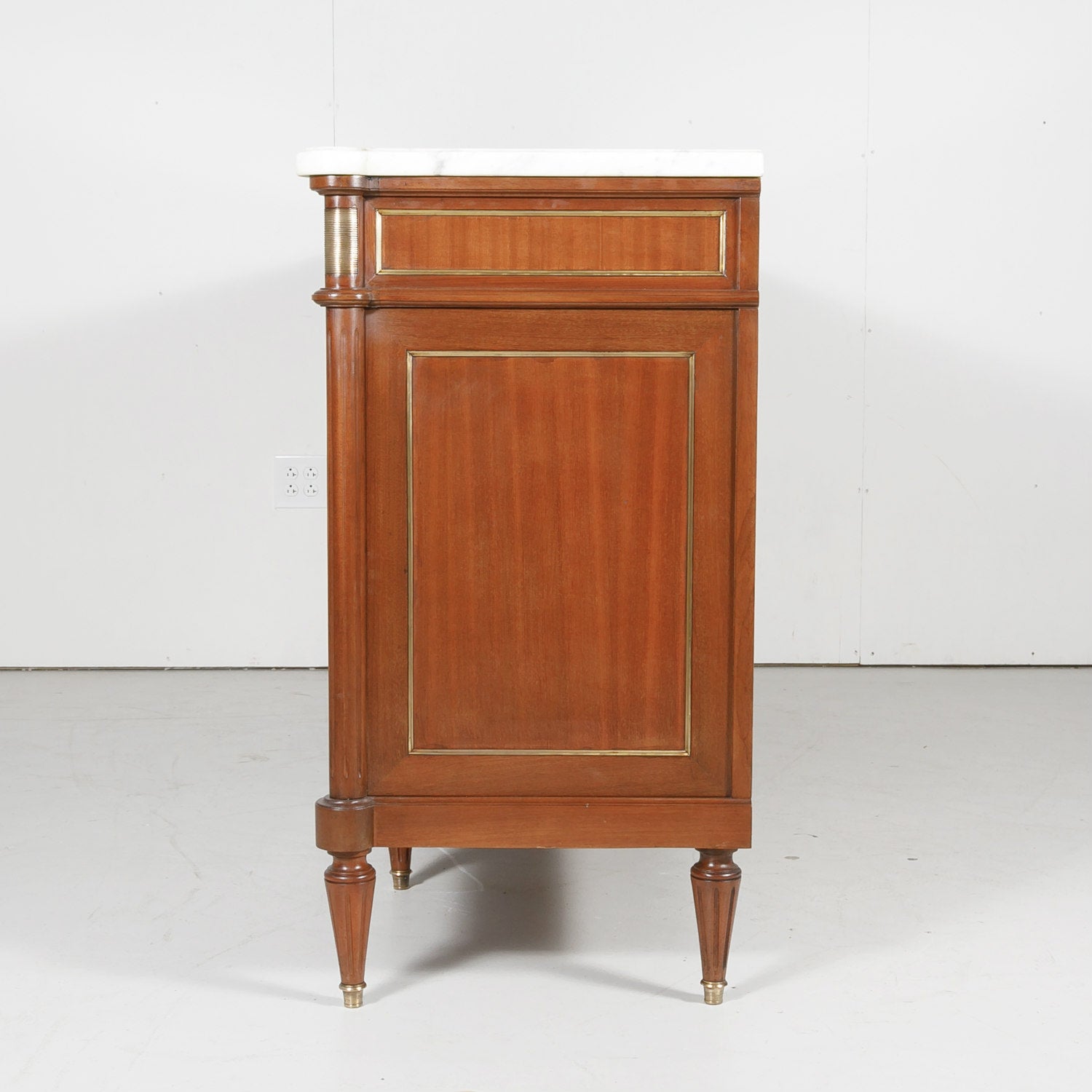 French Louis XVI Style Enfilade Buffet with Carrara Marble Top