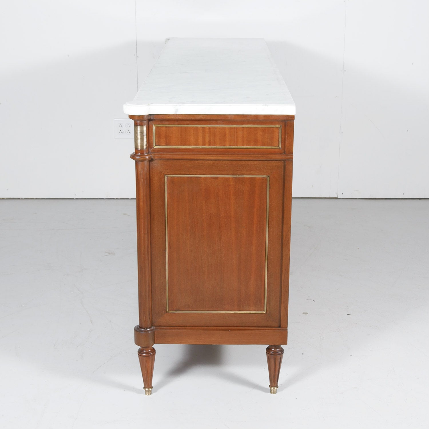 French Louis XVI Style Enfilade Buffet with Carrara Marble Top