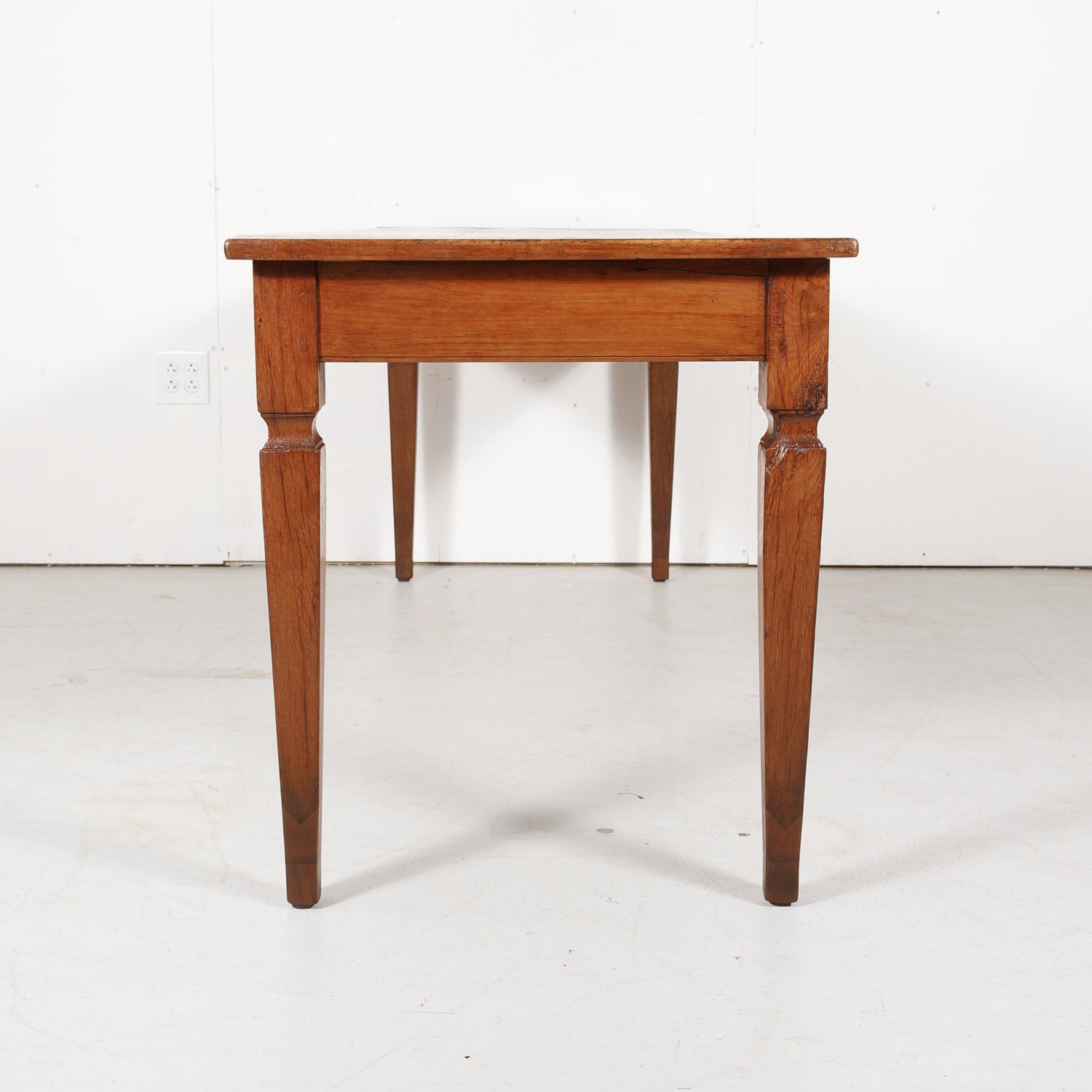 19th Century French Louis XVI Style Cherry Wood Farm Table or Console with Drawer