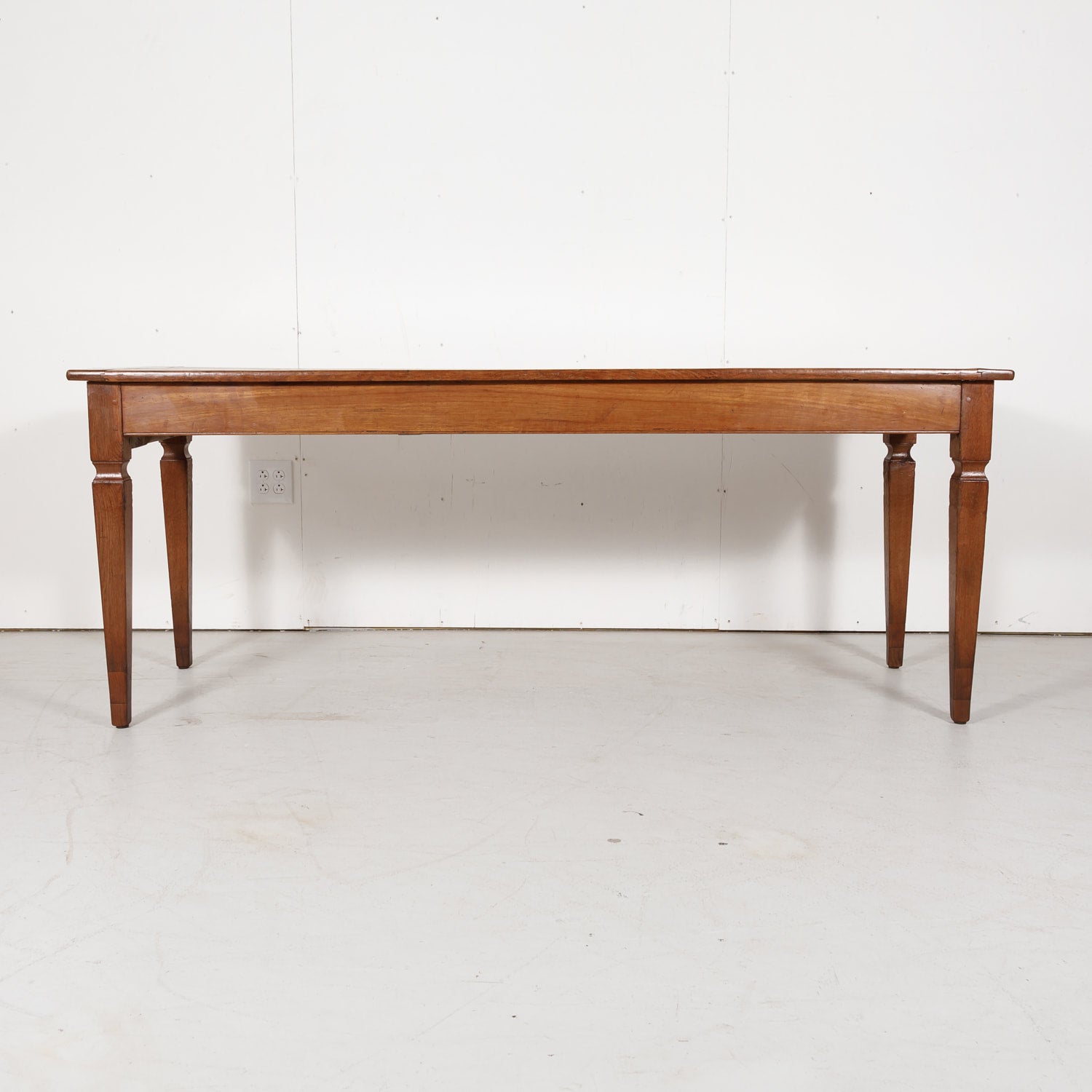 19th Century French Louis XVI Style Cherry Wood Farm Table or Console with Drawer