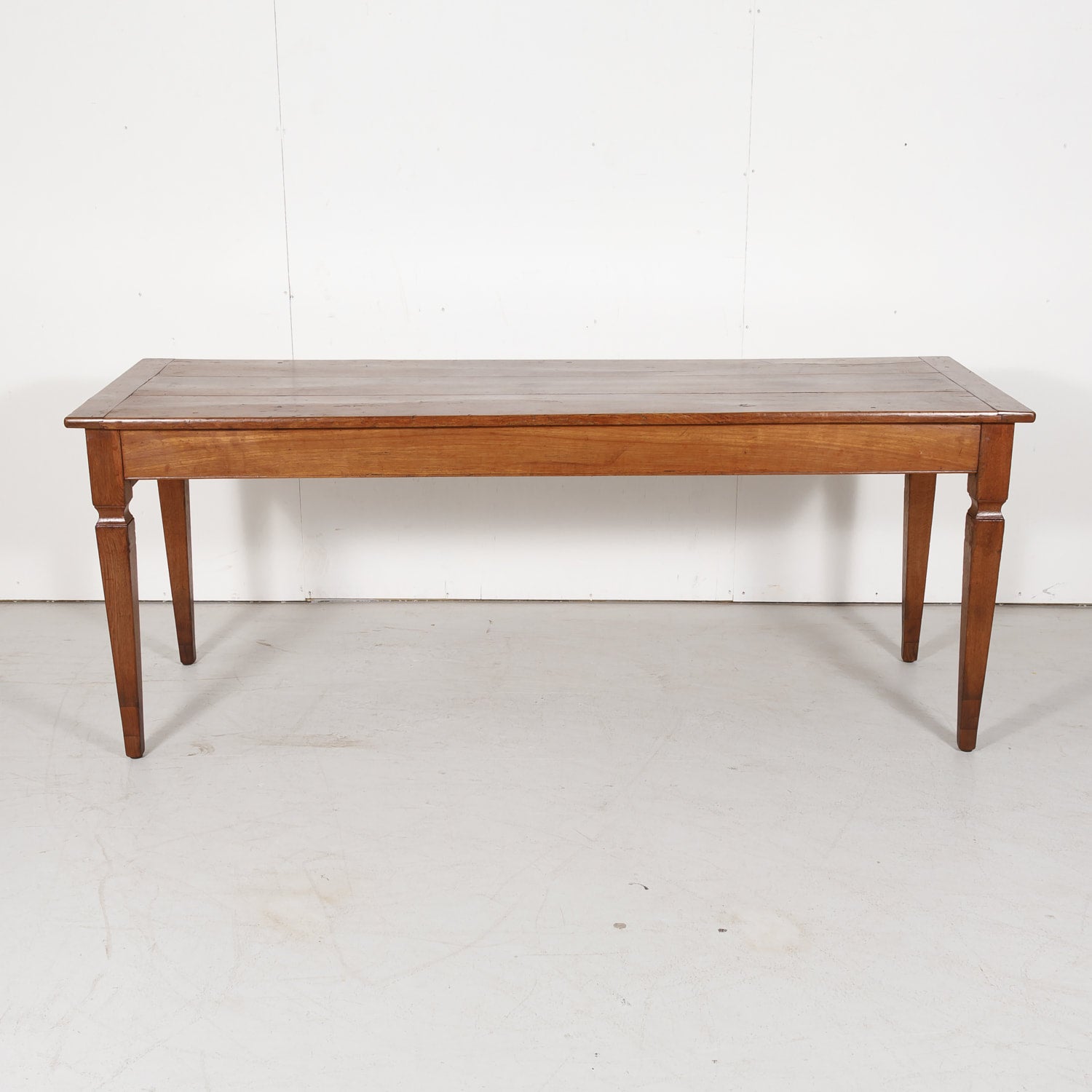 19th Century French Louis XVI Style Cherry Wood Farm Table or Console with Drawer