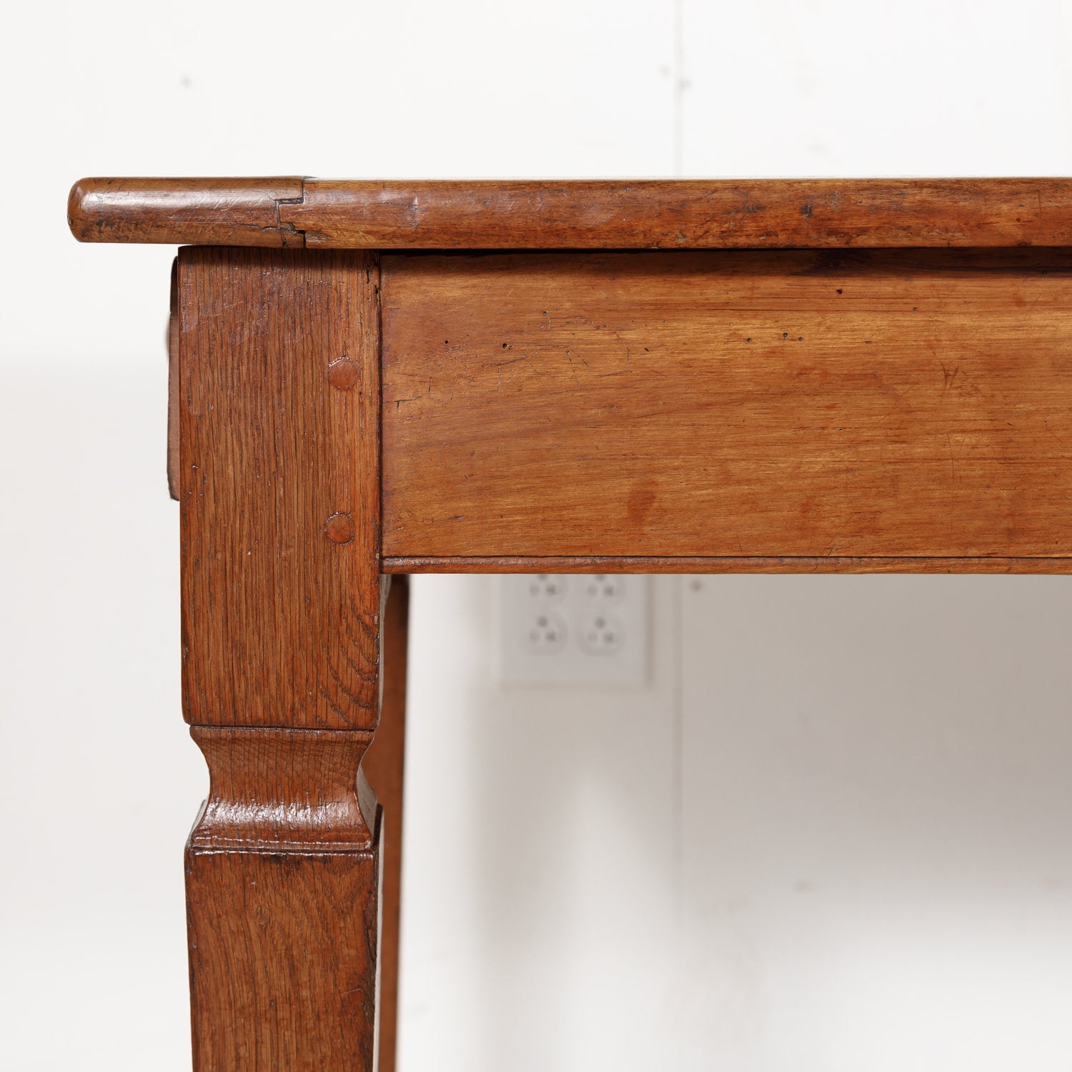 19th Century French Louis XVI Style Cherry Wood Farm Table or Console with Drawer