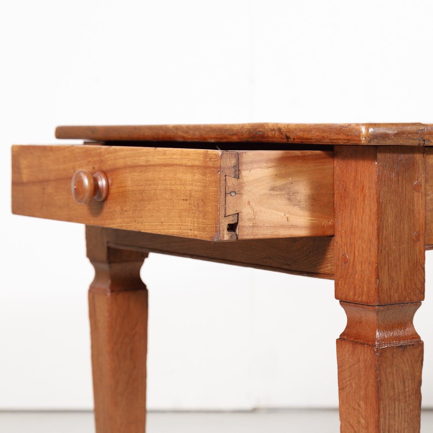 19th Century French Louis XVI Style Cherry Wood Farm Table or Console with Drawer