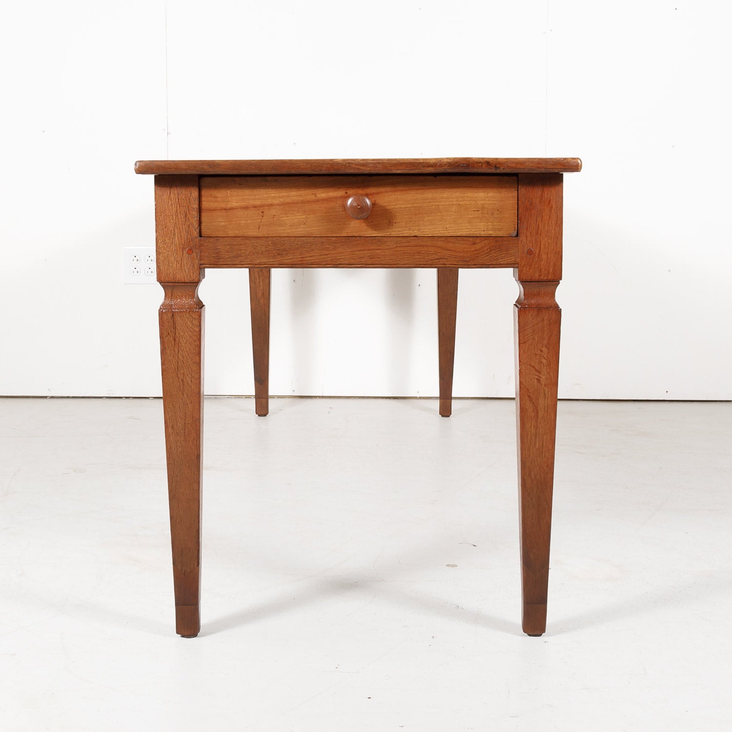 19th Century French Louis XVI Style Cherry Wood Farm Table or Console with Drawer
