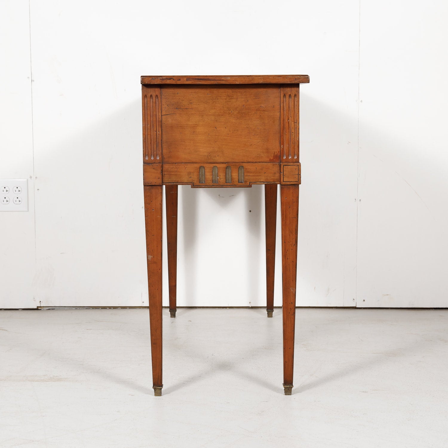 French Louis XVI Style Console in Walnut and Burled Walnut