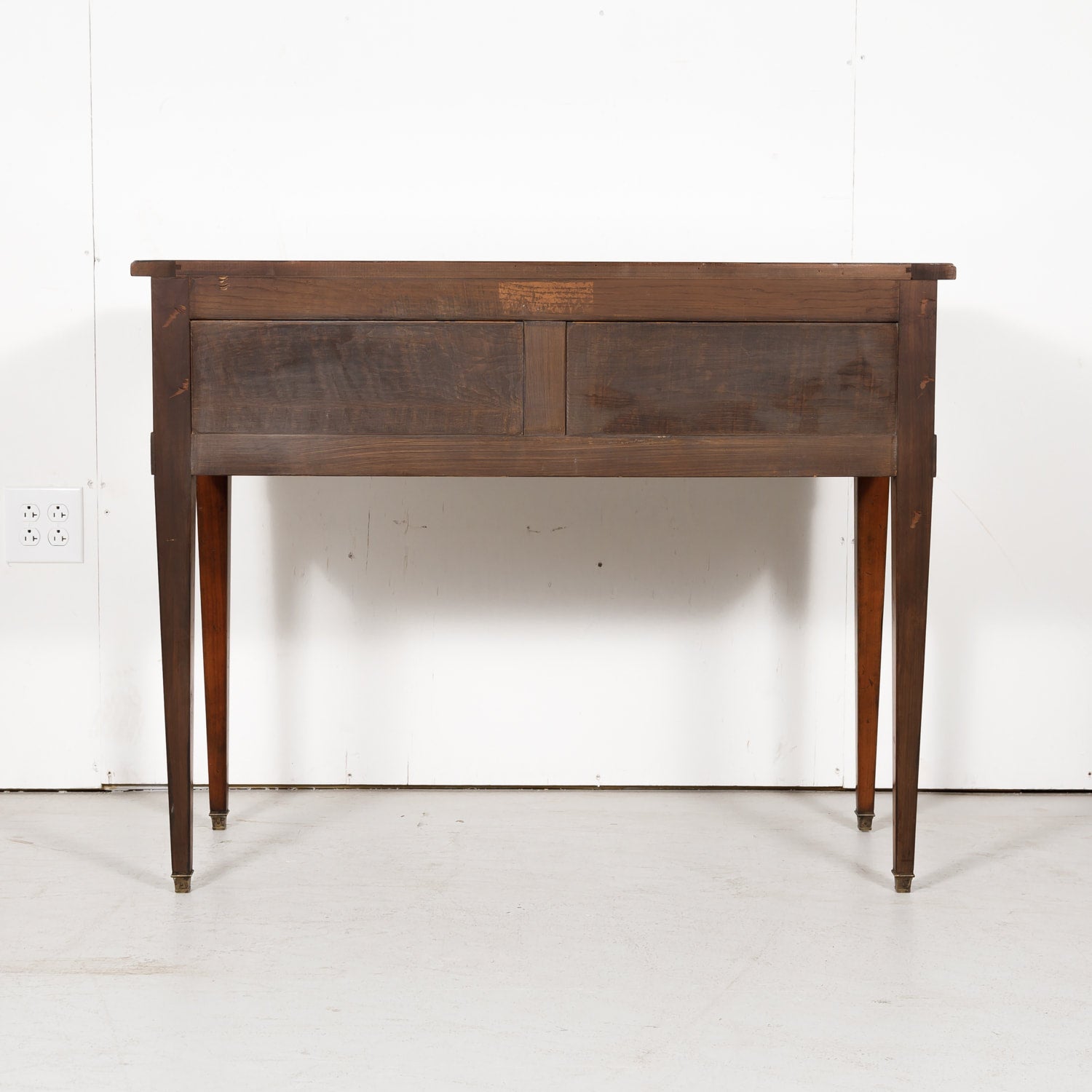 French Louis XVI Style Console in Walnut and Burled Walnut