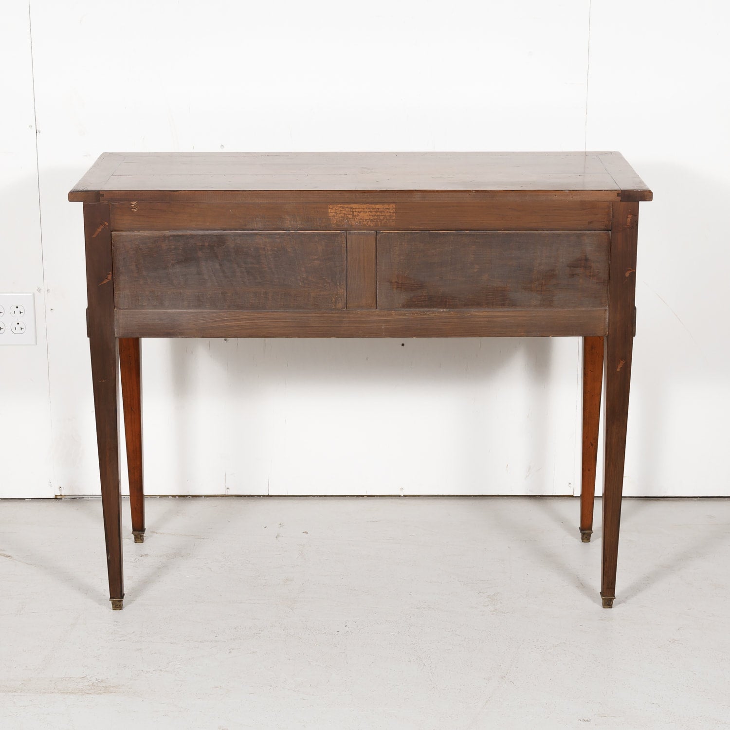 French Louis XVI Style Console in Walnut and Burled Walnut