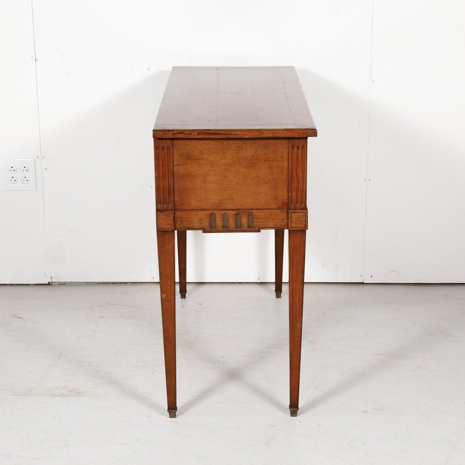 French Louis XVI Style Console in Walnut and Burled Walnut