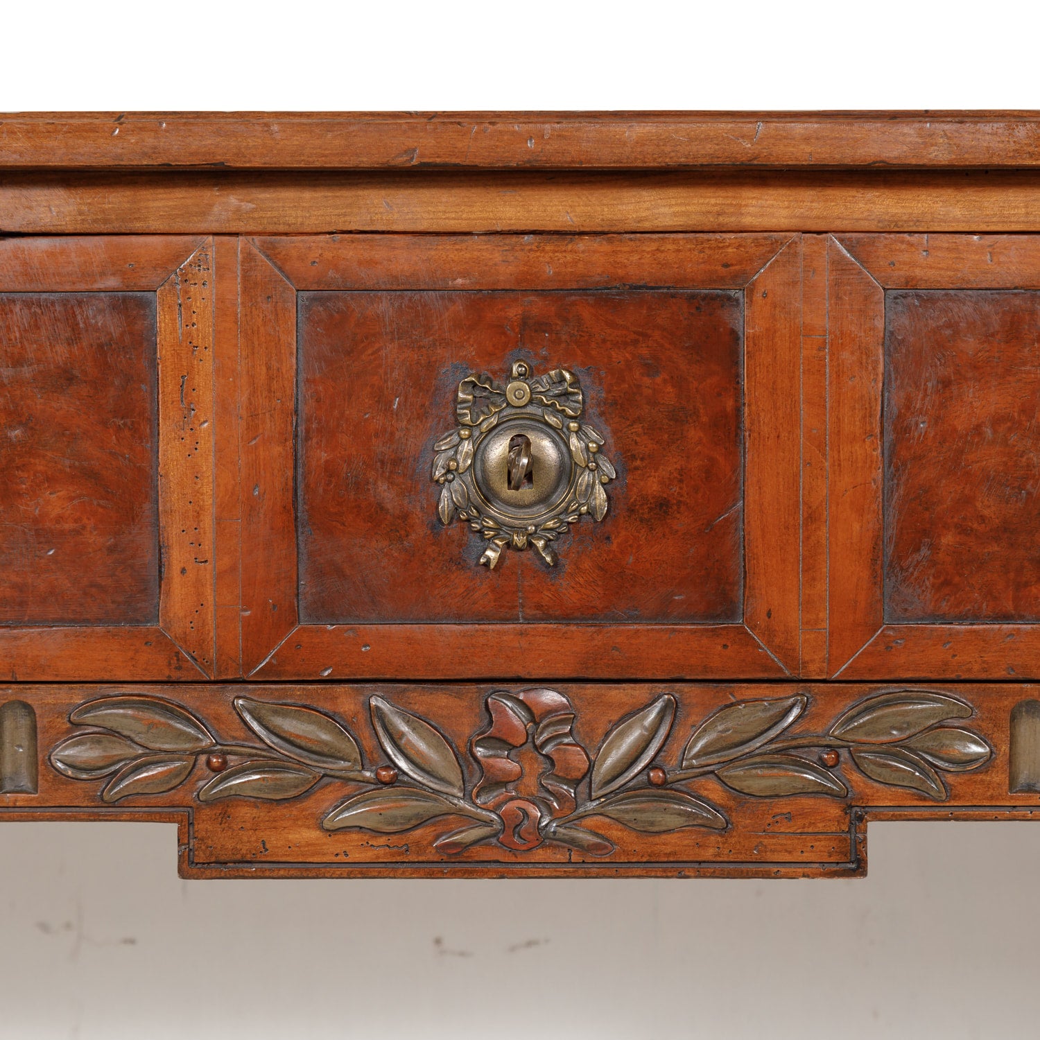 French Louis XVI Style Console in Walnut and Burled Walnut