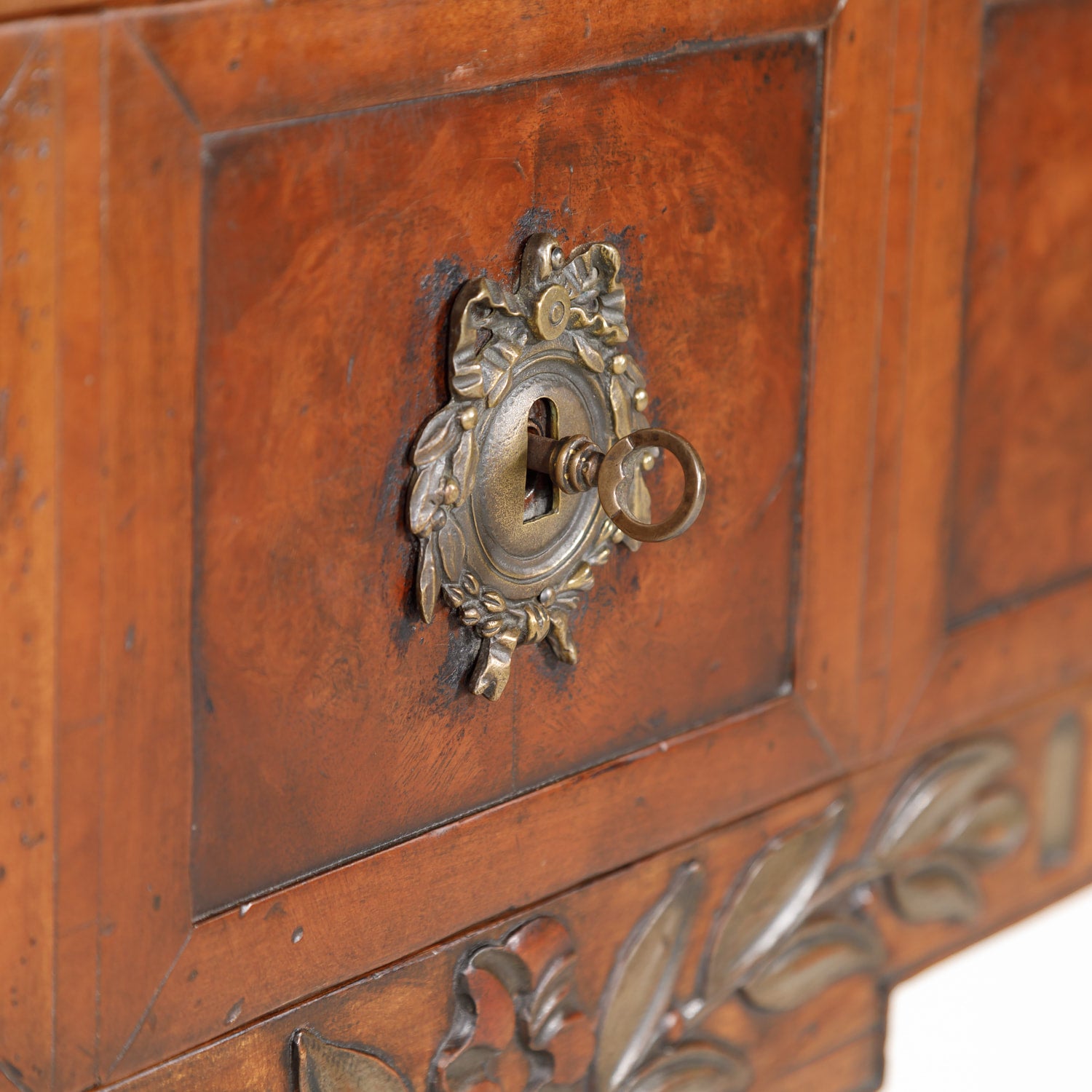 French Louis XVI Style Console in Walnut and Burled Walnut