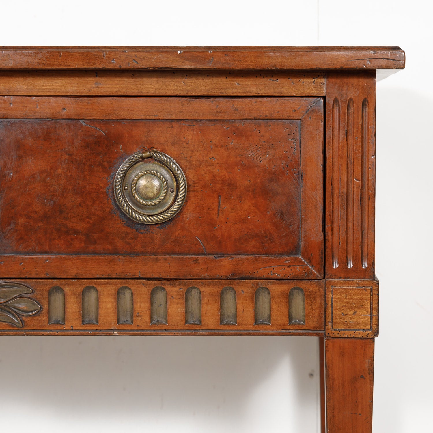French Louis XVI Style Console in Walnut and Burled Walnut