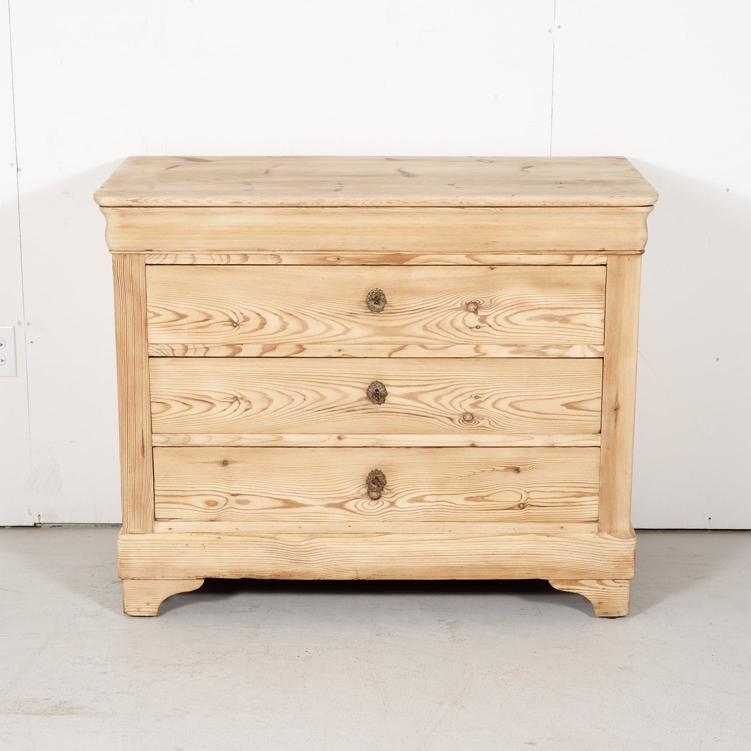 Antique French Louis Philippe Style Bleached Pine Commode