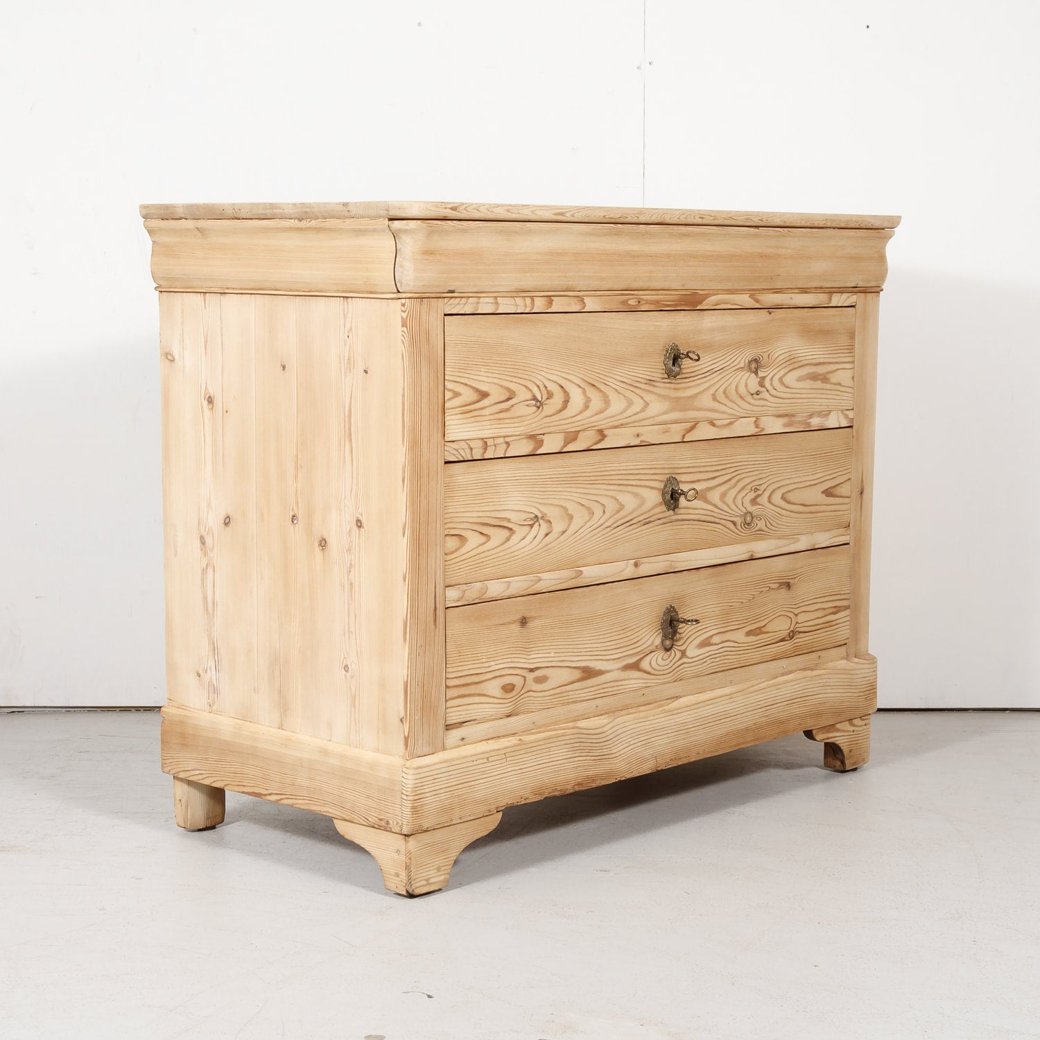 Antique French Louis Philippe Style Bleached Pine Commode