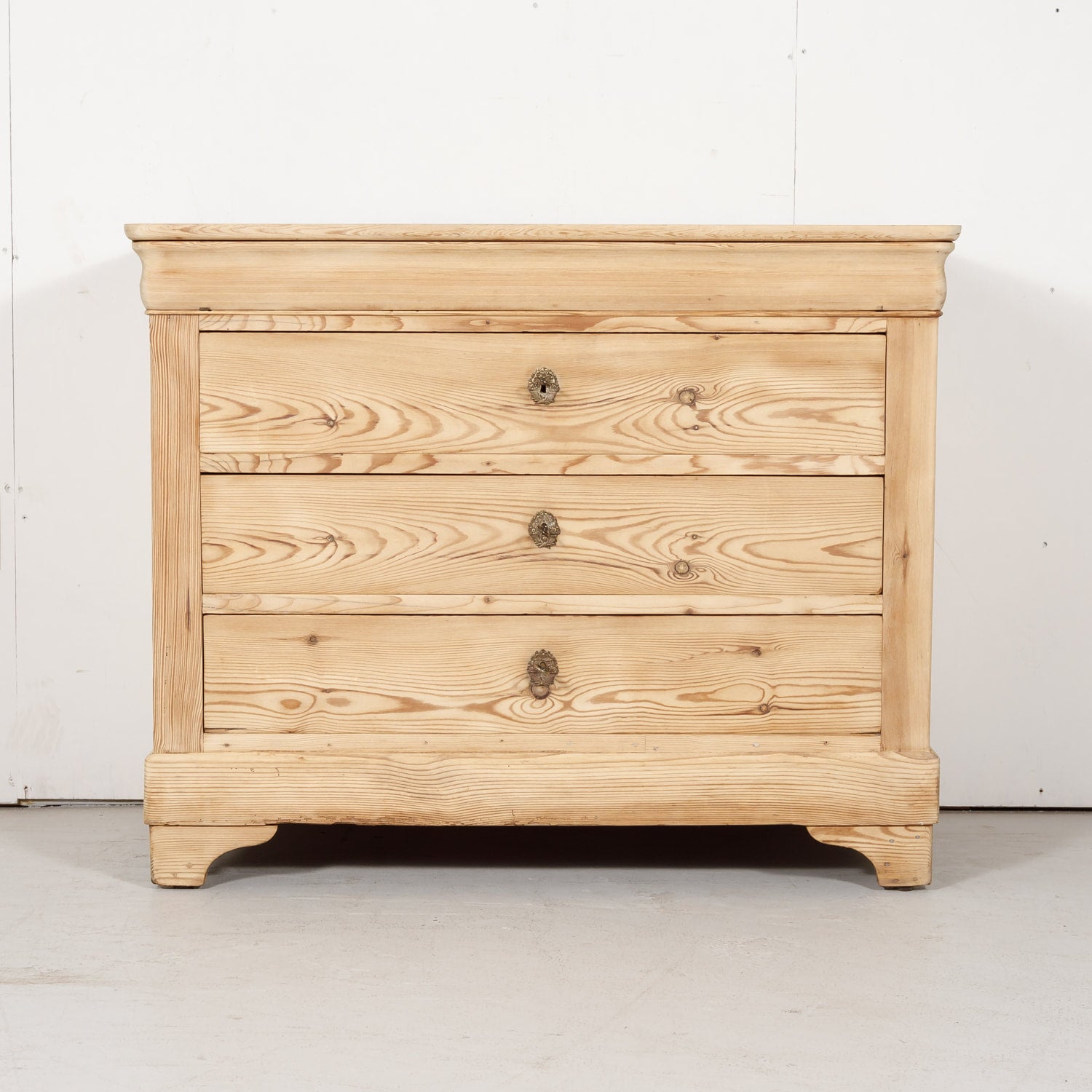 Antique French Louis Philippe Style Bleached Pine Commode