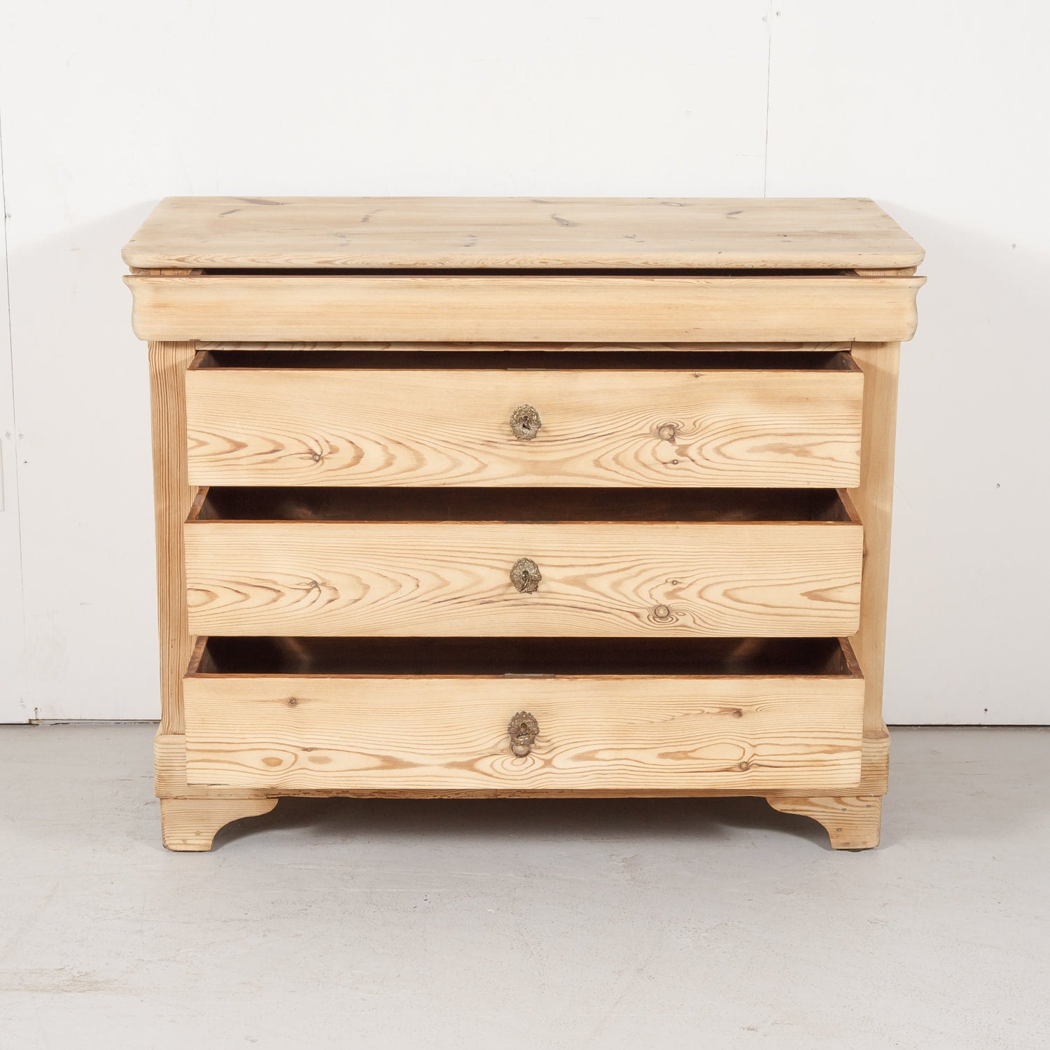 Antique French Louis Philippe Style Bleached Pine Commode