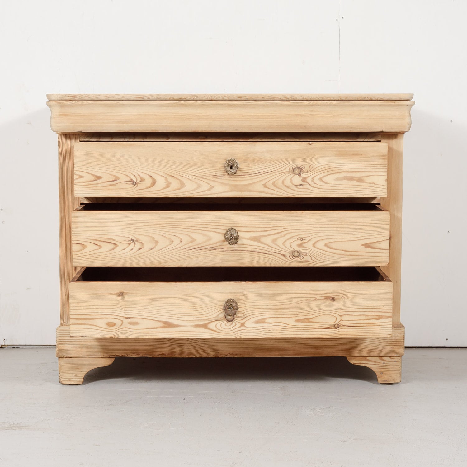 Antique French Louis Philippe Style Bleached Pine Commode