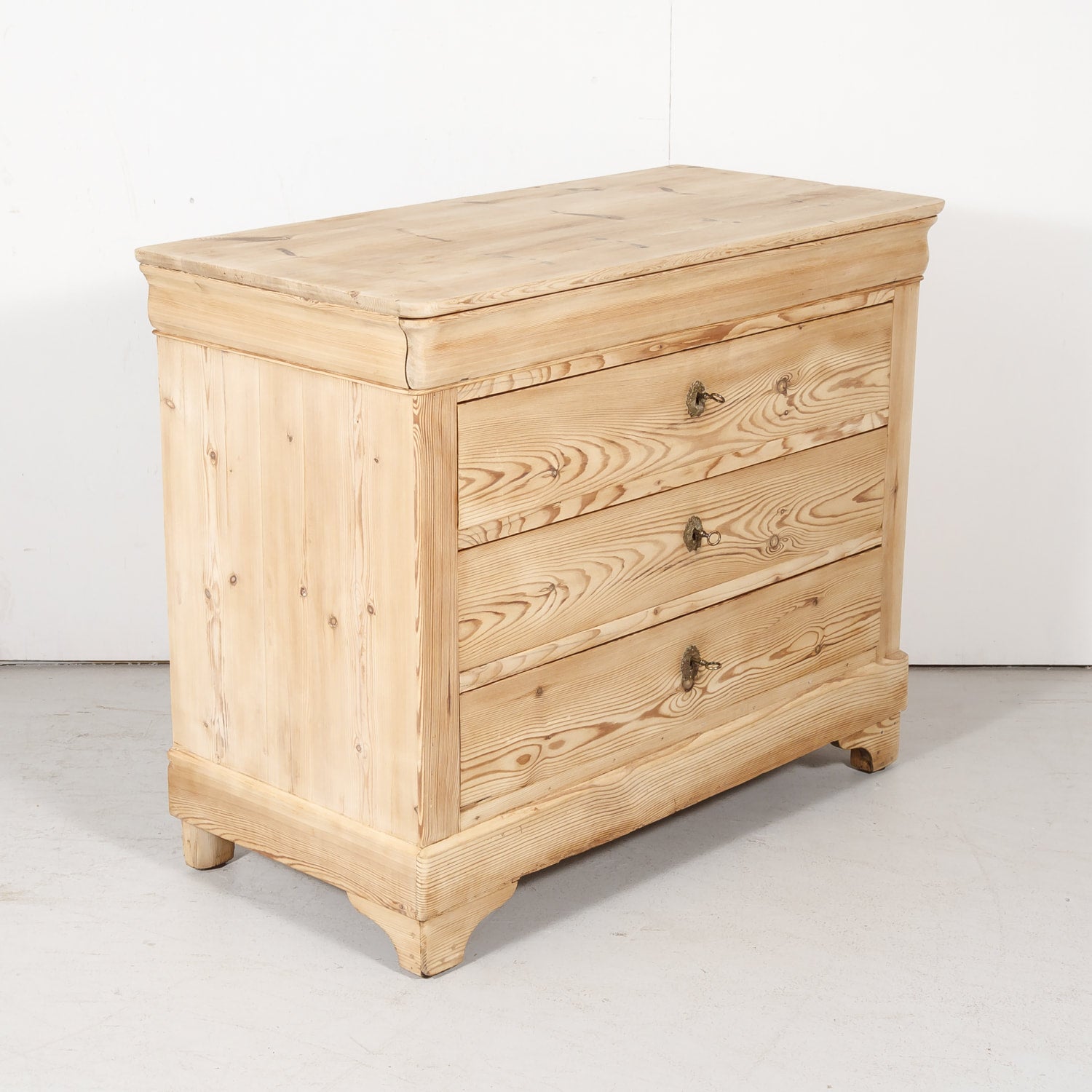 Antique French Louis Philippe Style Bleached Pine Commode