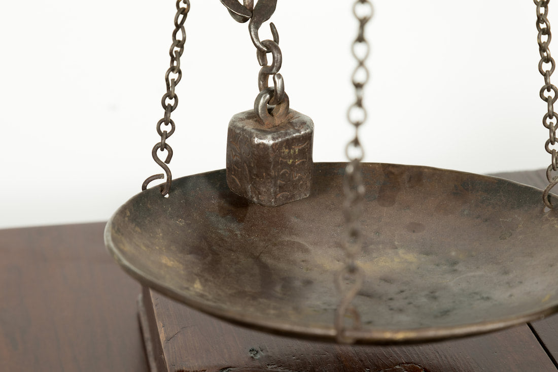 Rare 19th Century French Salt Scale with Walnut Base 