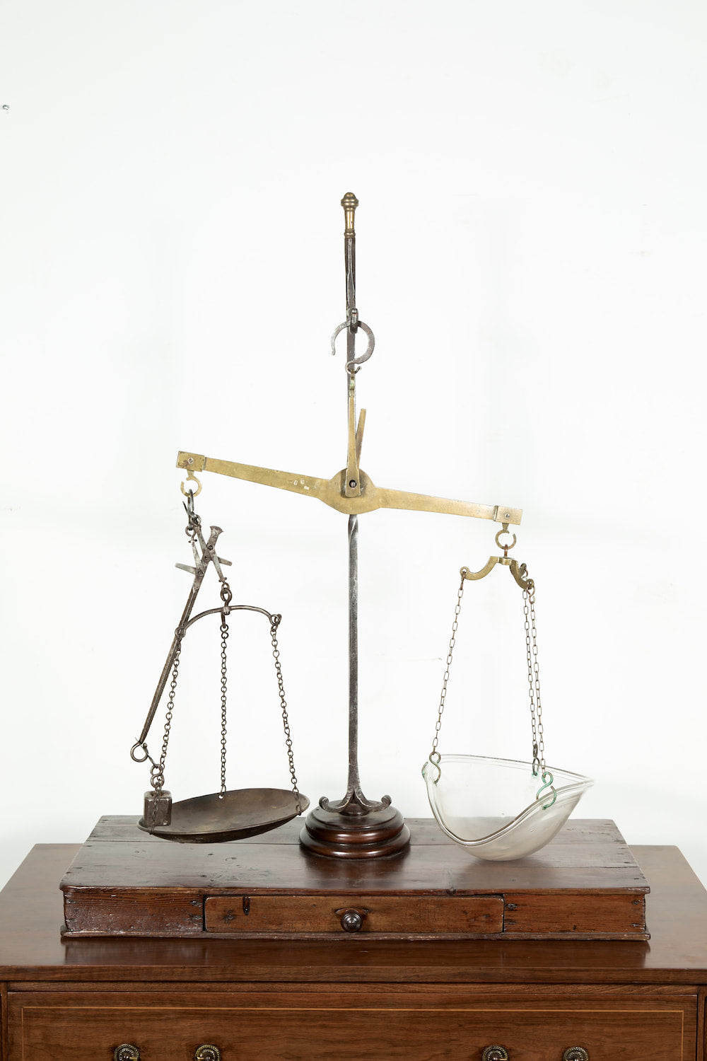 Rare 19th Century French Salt Scale with Walnut Base 