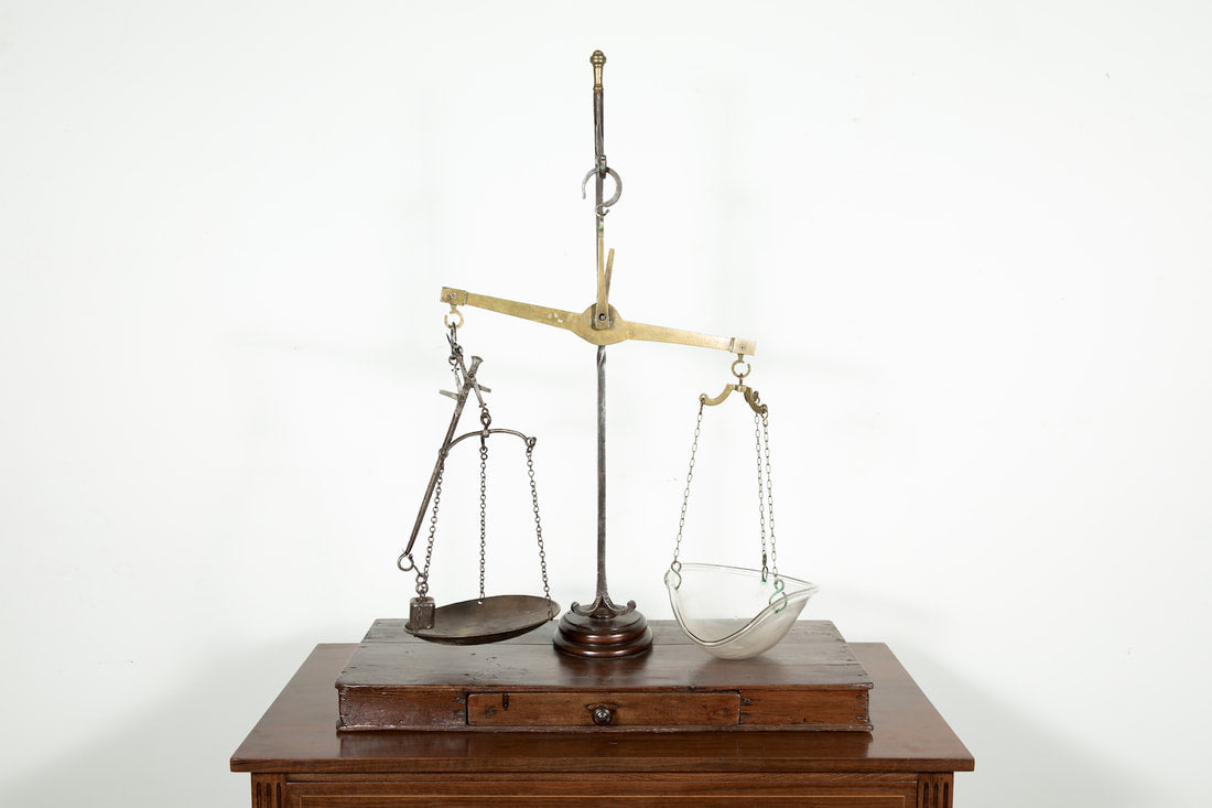 Rare 19th Century French Salt Scale with Walnut Base 